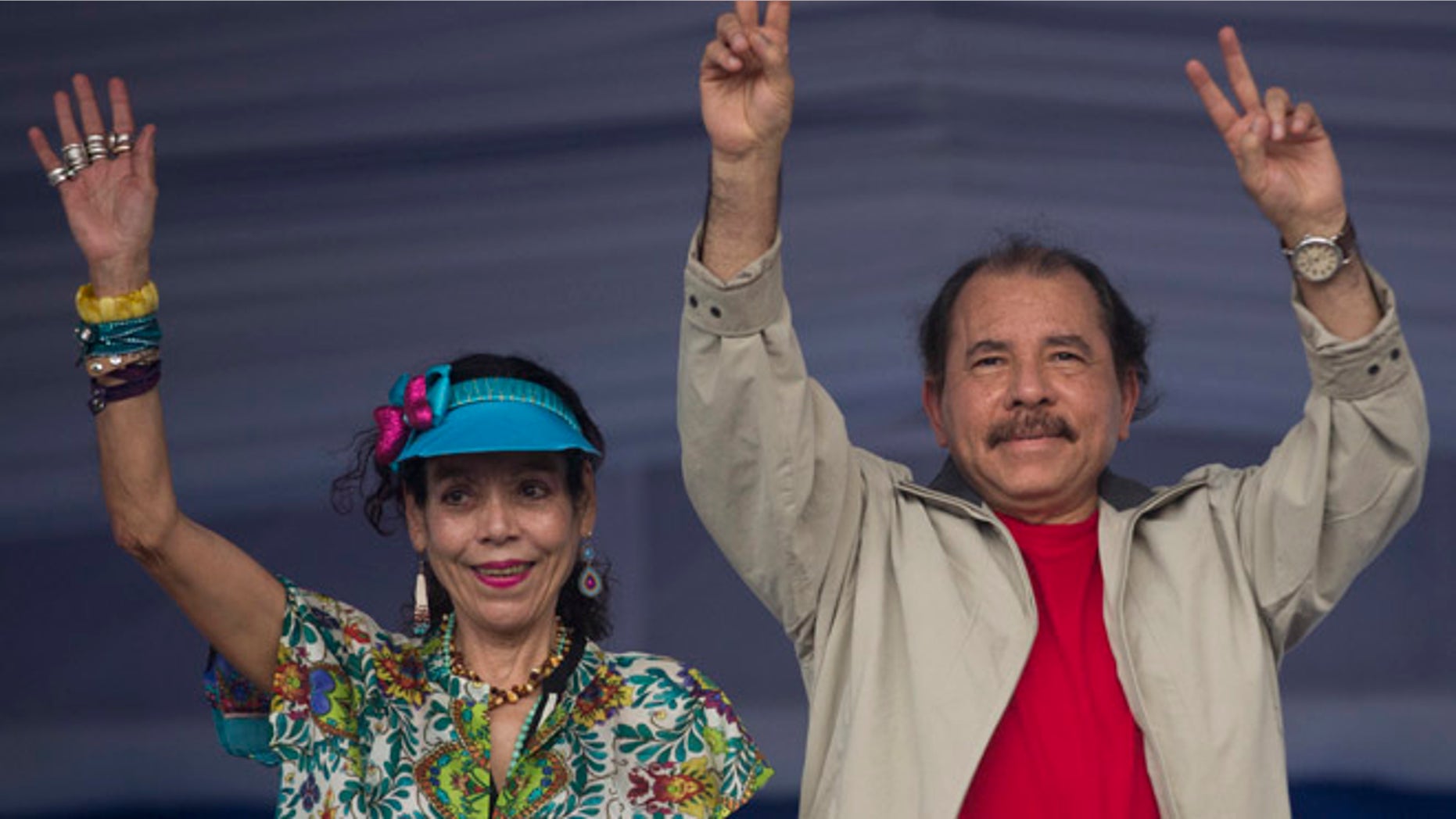 Nicaragua's President Daniel Ortega and first lady Rosario Murillo in a 2015 file photo.