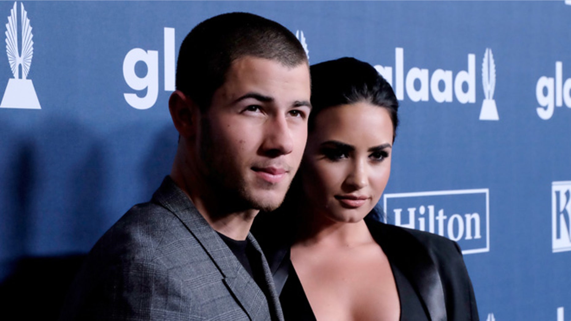 Nick Jonas and Demi Lovato attend the Annual GLAAD Media Awards at the Beverly Hilton Hotel on April 2, 2016.