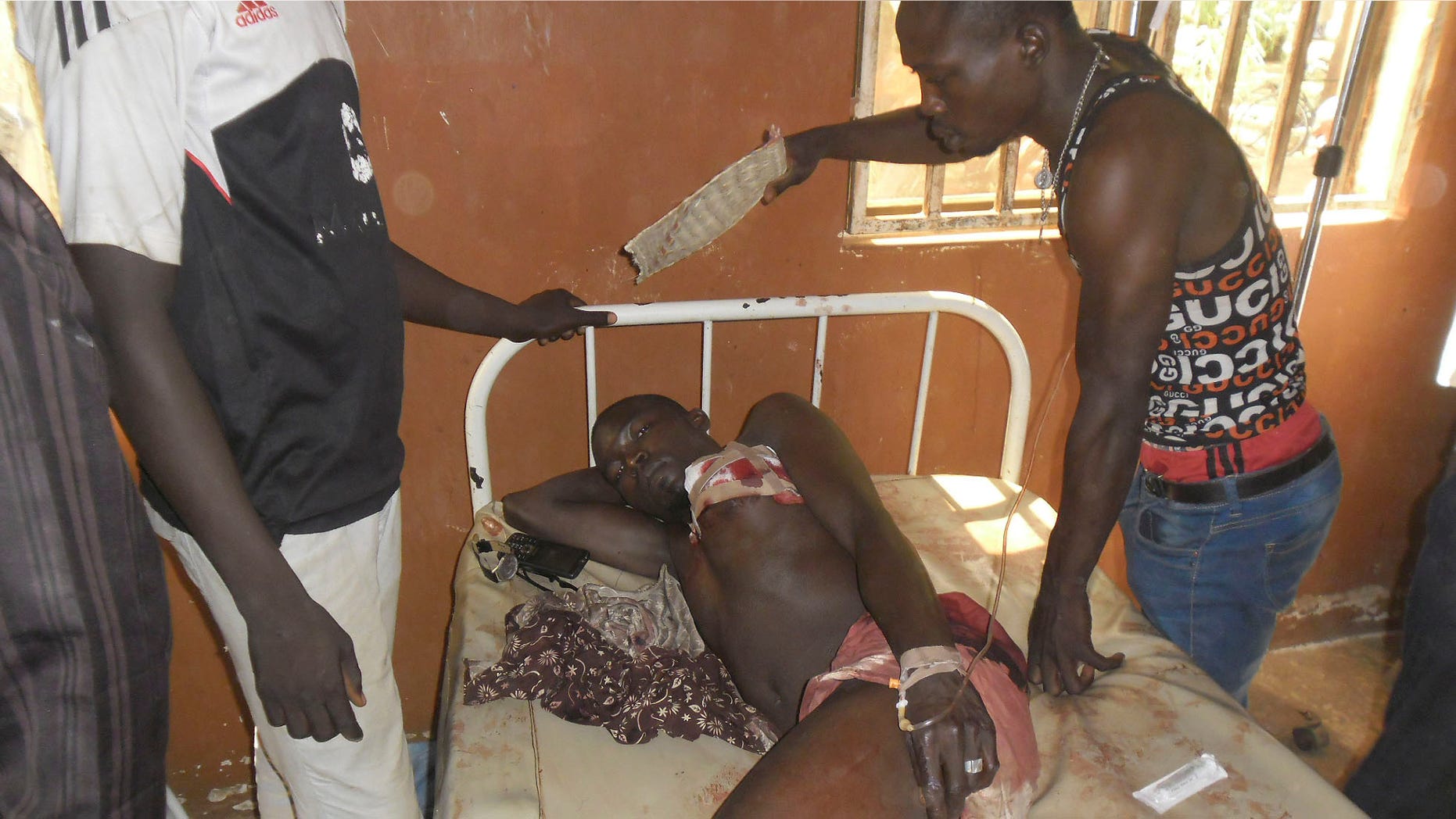 May 8, 2015 - A student wounded during a suicide bomb attack at the College of Administrative and Business Studies receives treatment at a hospital in Potiskum, Nigeria. Nigeria's military says it has destroyed 10 Boko Haram camps, killed many militants and captured heavy weaponry in the northeastern Sambisa Forest.