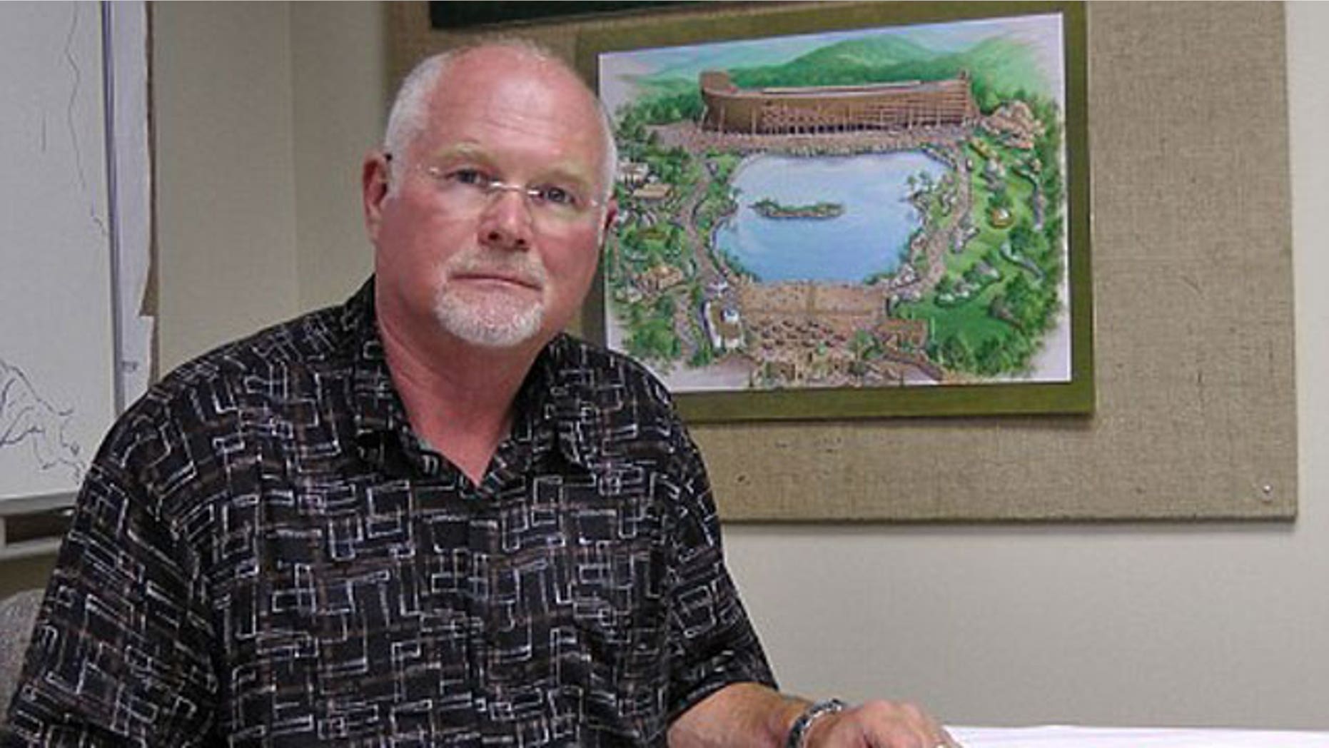 Mike Zovath, co-founder of Answers in Genesis ministries, poses for photos at the Ark Encounter headquarters.