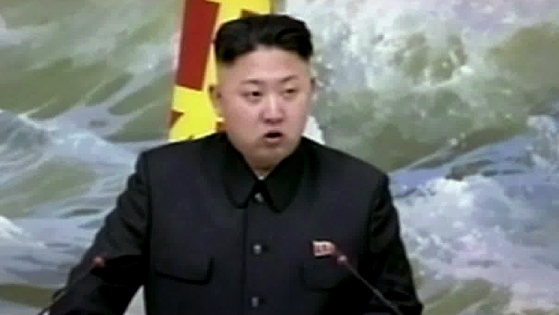 Dec. 21, 2012 FILE image made from video of North Korean leader Kim Jong Un speaking at a banquet for rocket scientists in Pyongyang, North Korea.