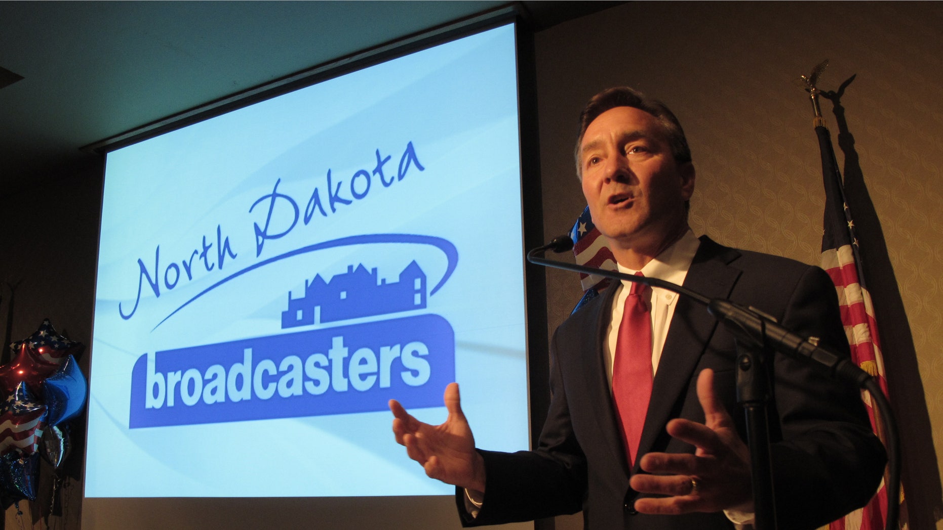 FILE: Sept. 5, 2012: Republican U.S. Senate candidate Rick Berg speaks during a debate at the Radisson Hotel in Bismarck, N.D.