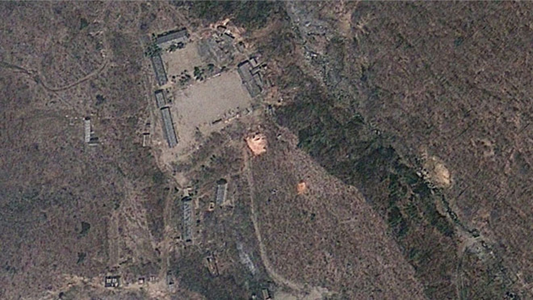 This April 18, 2012 satellite image provided by GeoEye shows North Korea's Punggye-ri nuclear test site.