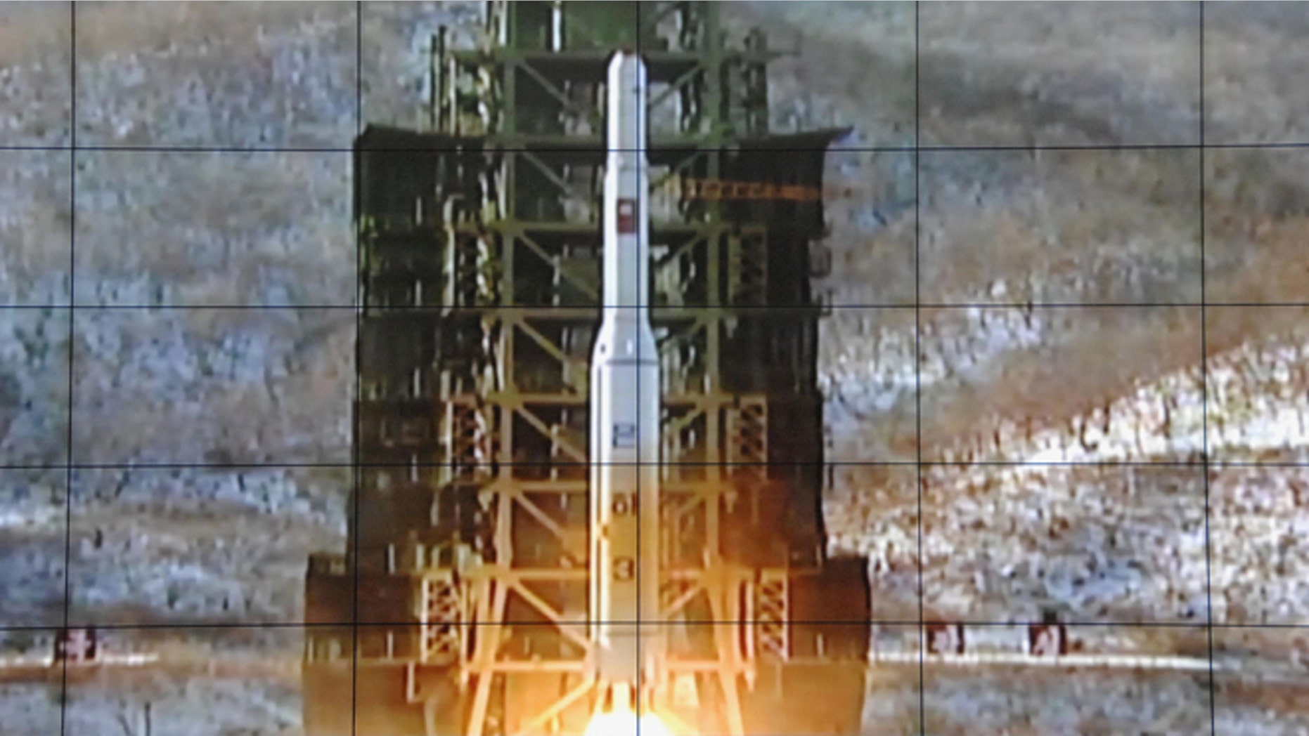 Dec. 12, 2012: A screen shows a rocket being launched from a launch pad at the West Sea Satellite Launch Site, at North Korea's satellite control centre in Cholsan county, North Pyongan province, in this photo released by Kyodo News.