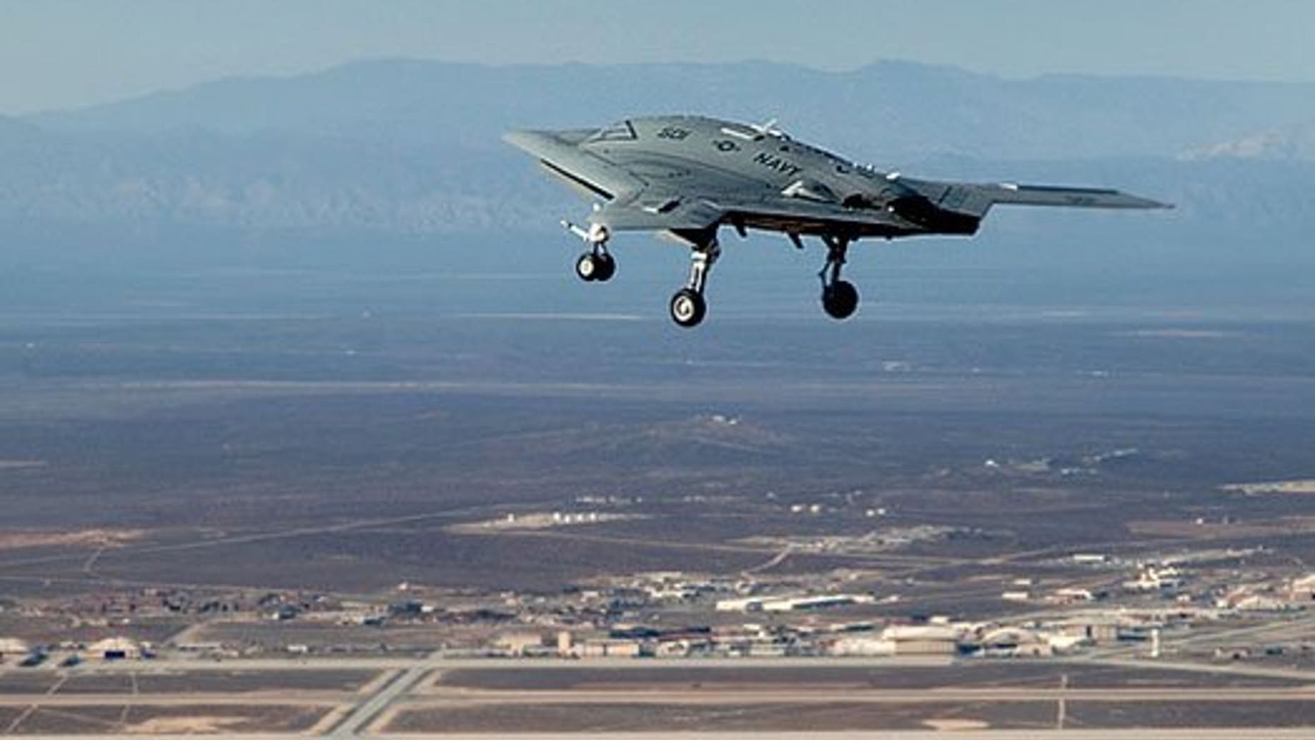 The very autonomous X-47B in flight.