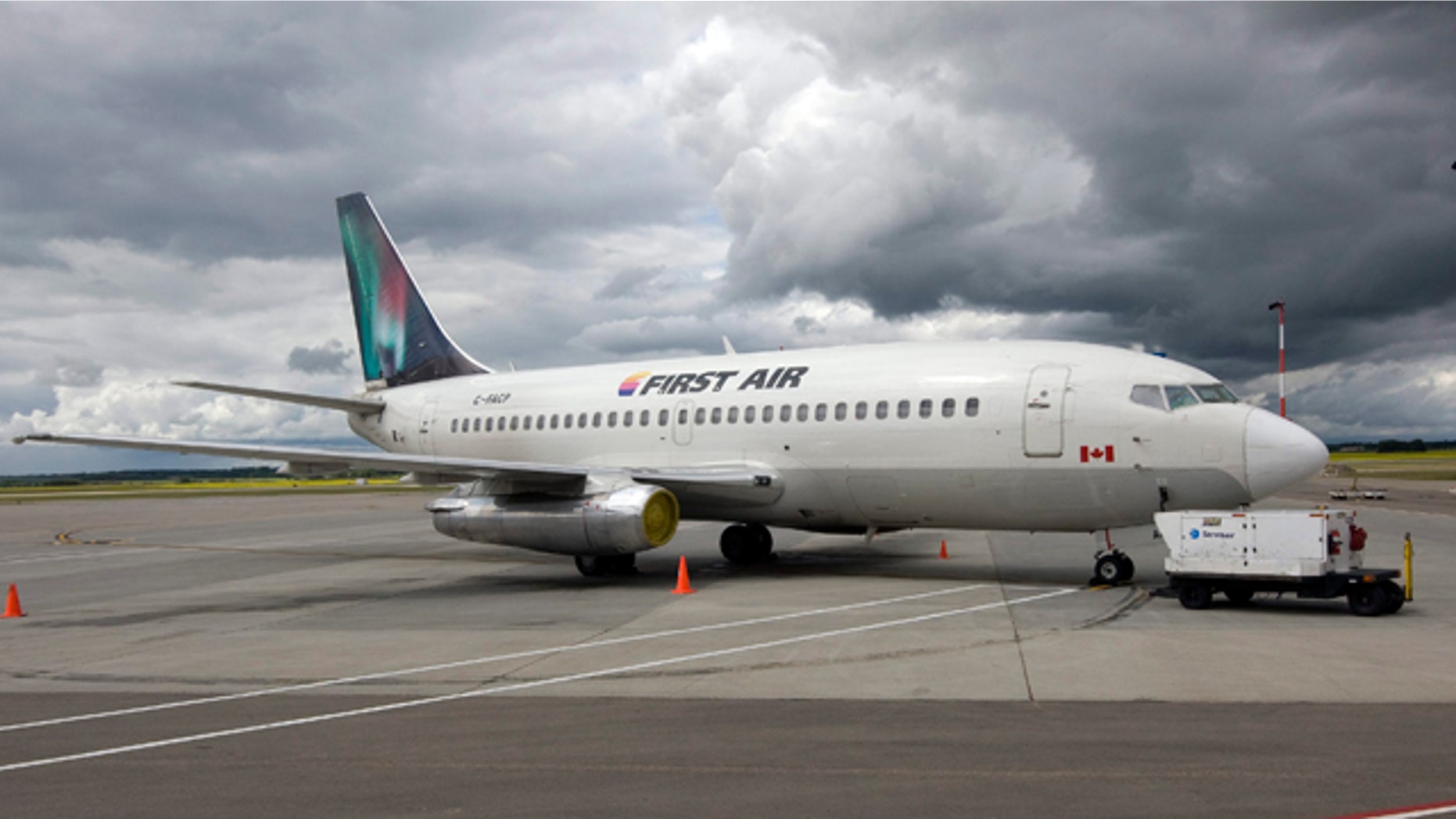 In this July 15, 2009, photo, a Boeing 737 (737-200) jetliner is seen in Edmonton, Canada. A Boeing 737 operated by First Air crashed near Resolute Bay, Nunavut, killing 12 people on Saturday, Aug. 20, 2011, in Canada.
