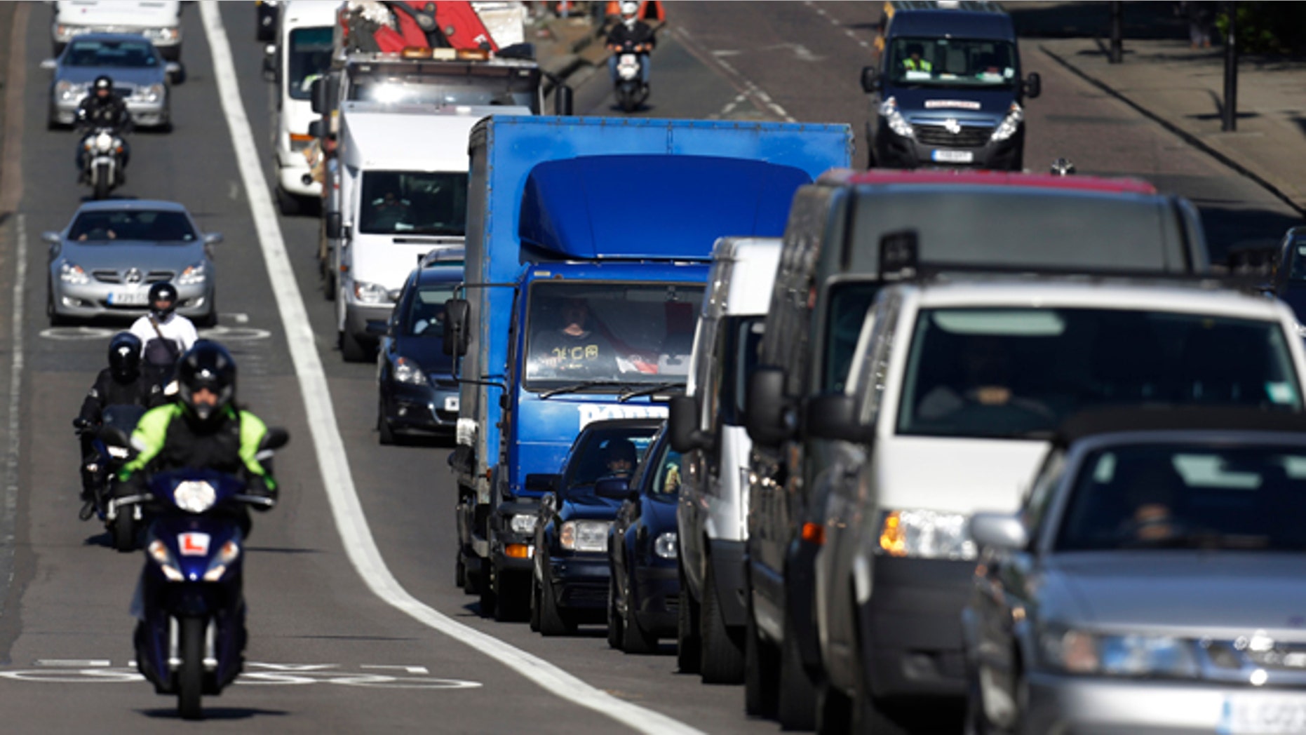 July 30, 2012: Motorists head into central London during the morning rush hour on the first week-day of full competition of the 2012 Summer Olympics.