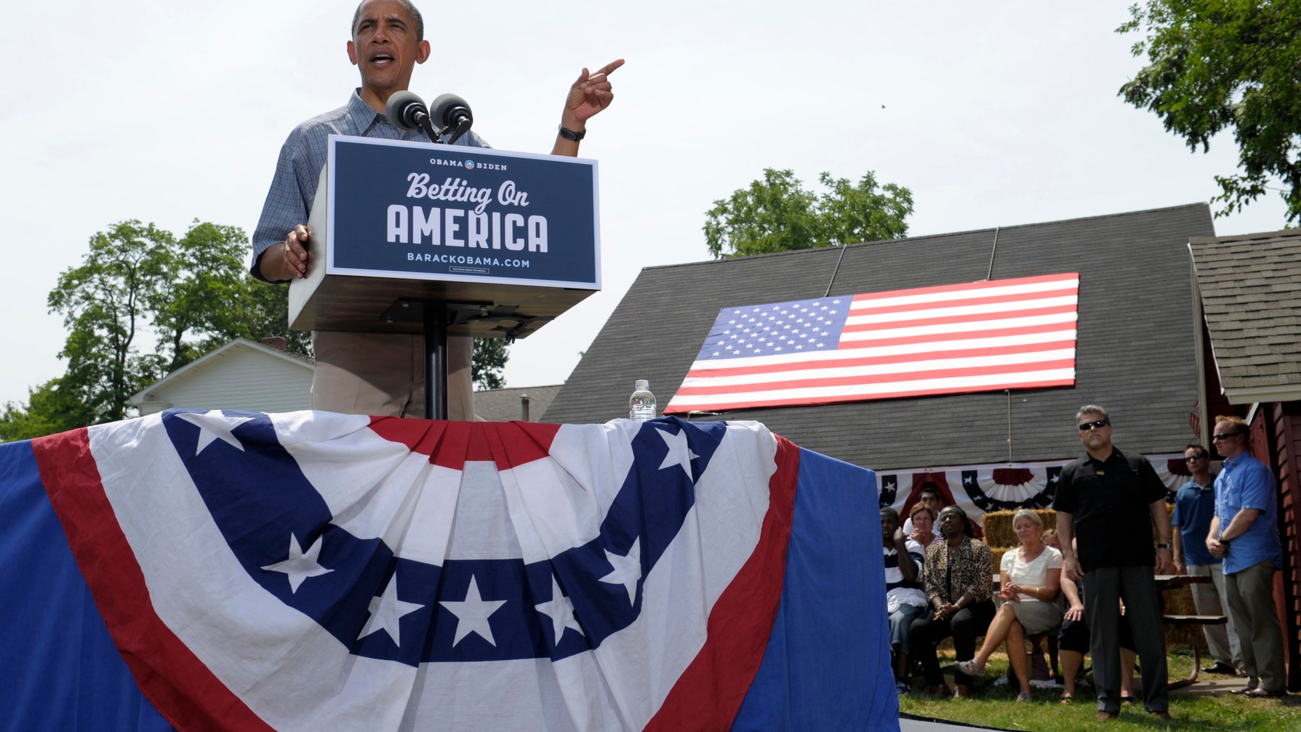 July 5: President Barack Obama speaks at the Wolcott House Museum Complex in Maumee, Ohio. Obama is on a two-day bus trip through Ohio and Pennsylvania.