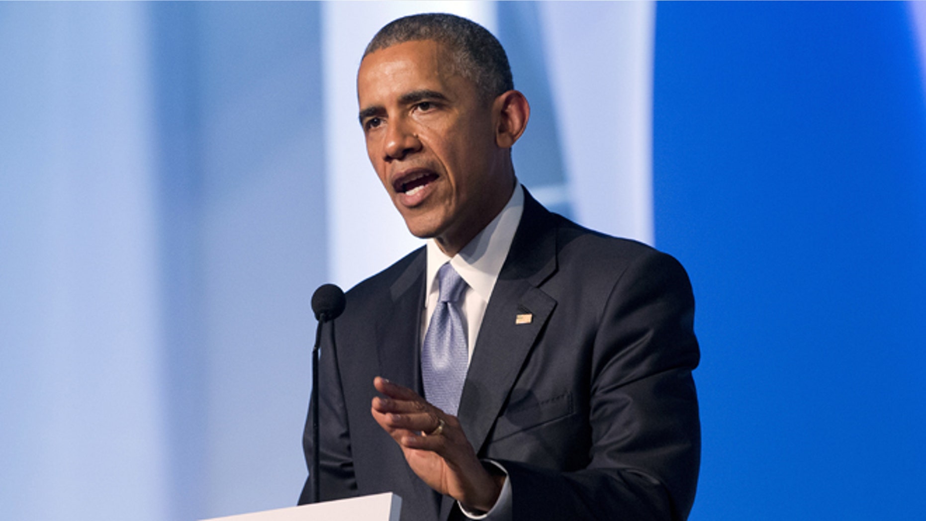 U.S. President Barack Obama speaks at the Civil Society Forum in Panama City, Panama, Friday, April 10, 2015. Obama is in Panama to attend the VII Summit of the Americas. (AP Photo/Pablo Martinez Monsivais)