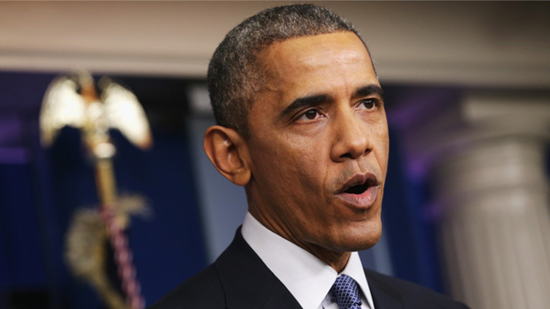 WASHINGTON, DC - DECEMBER 19: U.S. President Barack Obama speaks to members of the media during his last news conference of the year in the James Brady Press Briefing Room of the White House December 19, 2014 in Washington, DC. (Photo by Chip Somodevilla/Getty Images)
