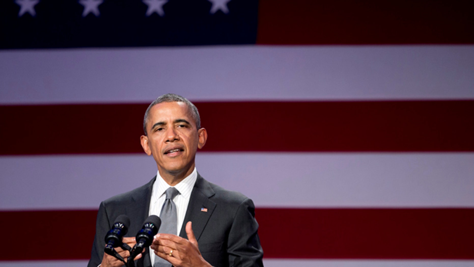 FILE - In this Tuesday, Feb. 25, 2014 file photo, President Barack Obama speaks at the National Organizing Summit in Washington. Two days before attention shifts to Sundays Academy Awards ceremony in Los Angeles, the White House will try to create a little buzz for Americas future filmmakers. At a festival Friday afternoon, Feb. 28, 2014, the president will recognize the best of nearly 2,500 short films that were submitted by K-12 students on the role of technology in education. (AP Photo/Manuel Balce Ceneta, file)