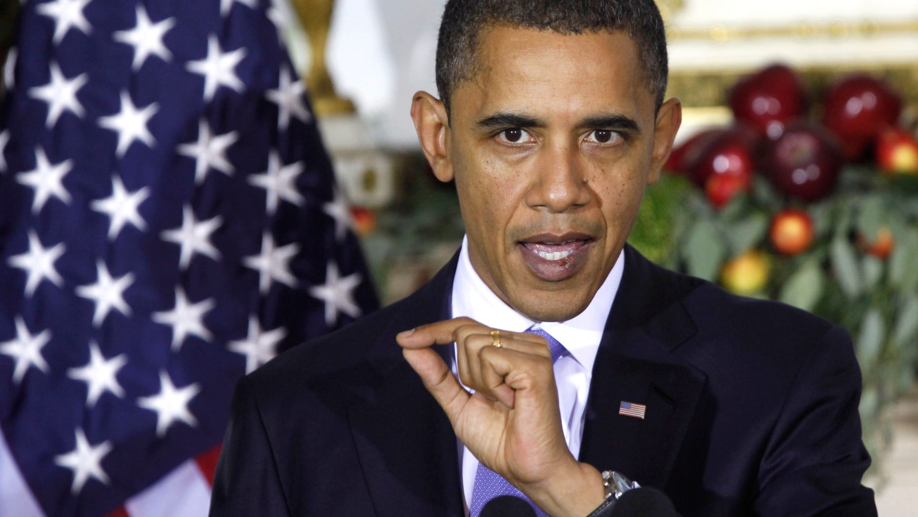Dec. 2: Obama speaks at the Blair House across from the White House. (AP)