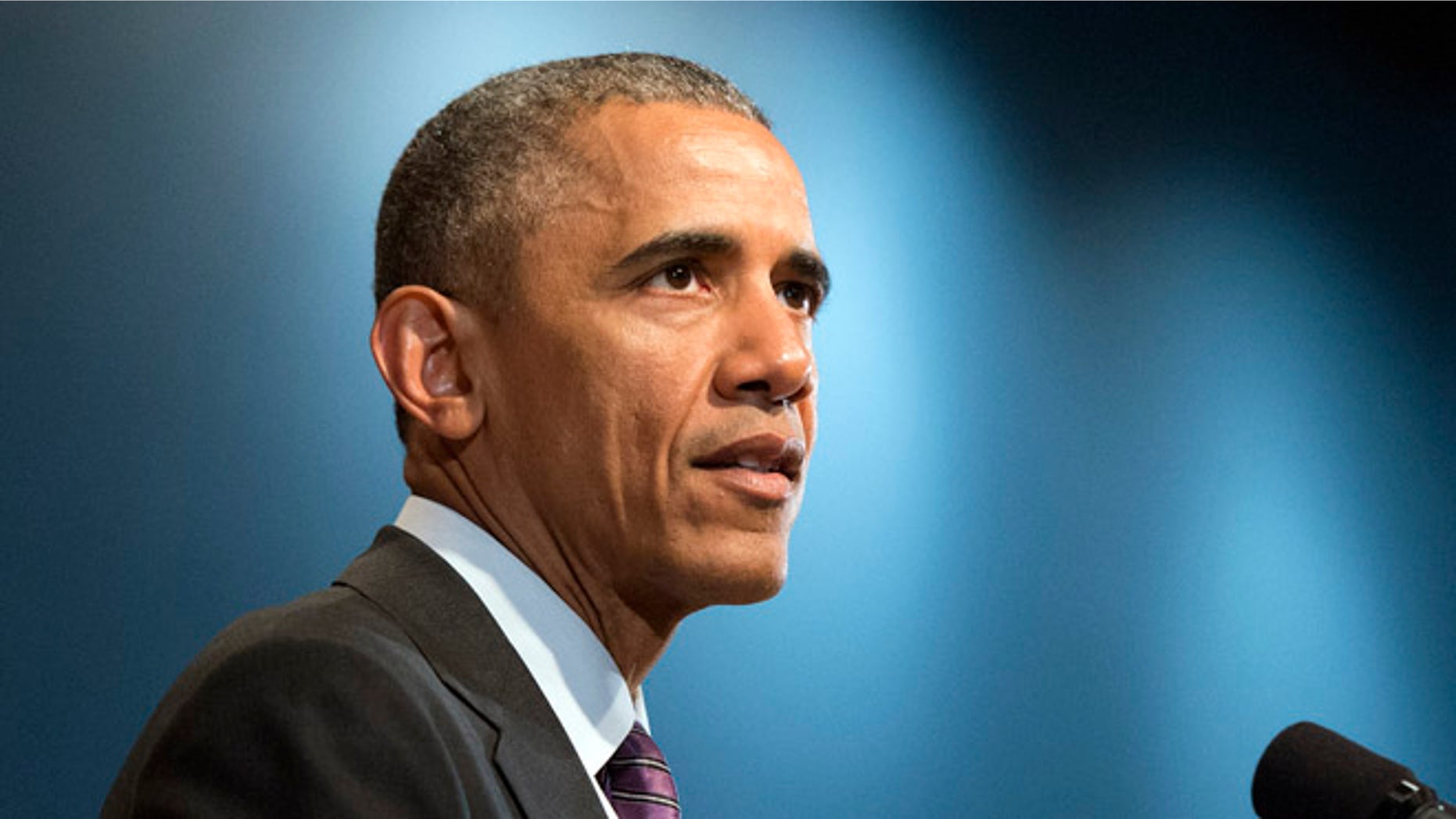 MCLEAN, VA - APRIL 24: US President Barack Obama speaks at a ceremony marking the 10th anniversary of the formation for the Office of the Director of National Intelligence, at it's headquarters on April 24, 2015 in McClean, Virginia. (Photo by Kevin Dietsch-Pool/Getty Images)