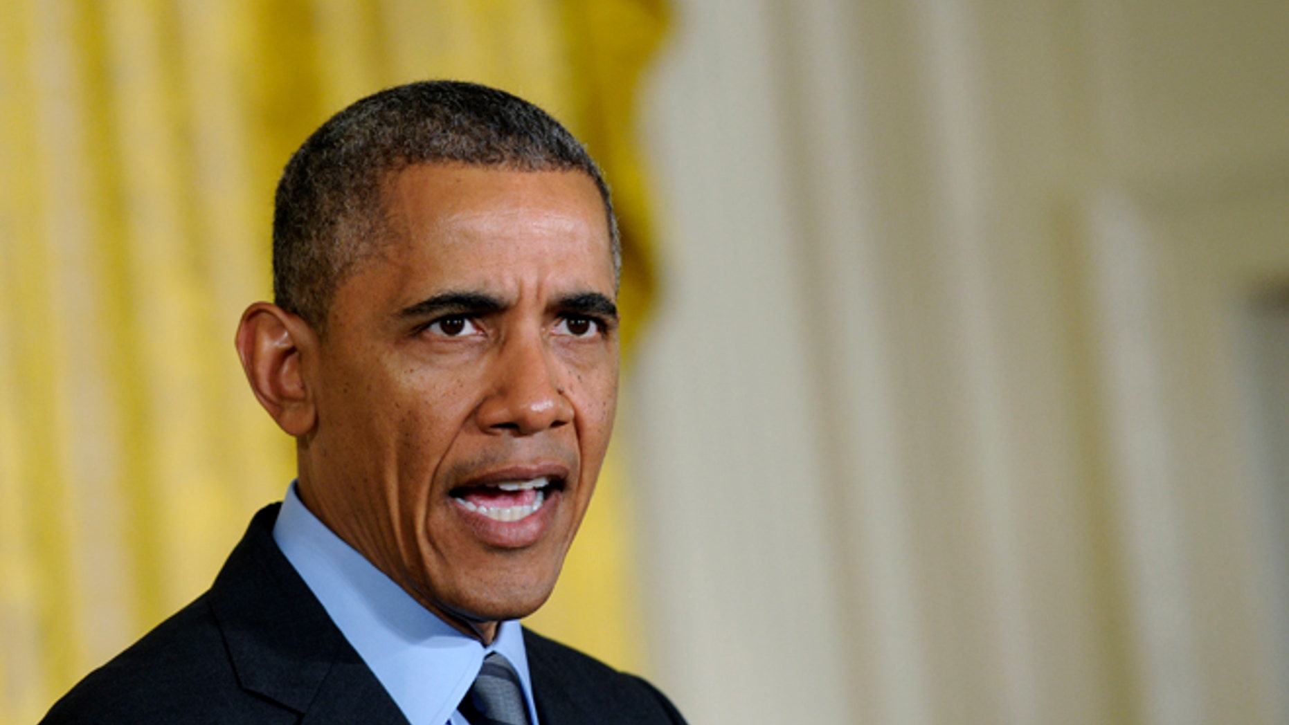 FILE -- President Barack Obama speaks in the East Room of the White House in Washington, Thursday, May 29, 2014.