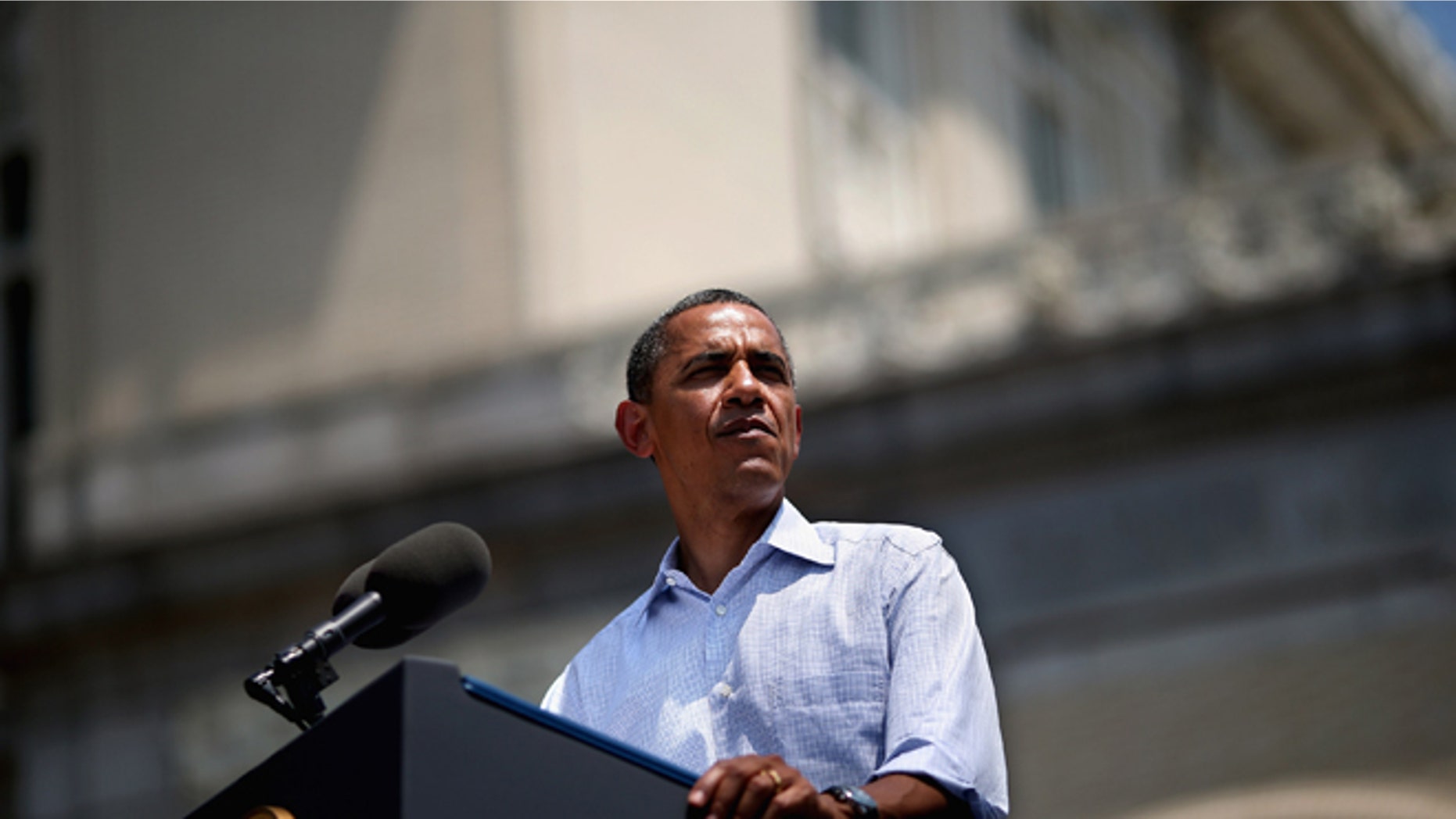 PITTSBURGH, PA - JULY 06: U.S. President Barack Obama speaks at a campaign event on the College of Fine Arts Lawn at Carnegie Mellon University July 5, 2012 in Pittsburgh, Pennsylvania. The Obama campaign wrapped up its "Betting On America" bus tour through Northern Ohio and Western Pennsylvania on Friday. The president continued to highlight his administration's efforts to improve the economy by creating manufacturing jobs and rescuing the American auto industry while taking swings at the presumptive Republican presidential nominee, former Massachusetts Gov. Mitt Romney. (Photo by Chip Somodevilla/Getty Images)