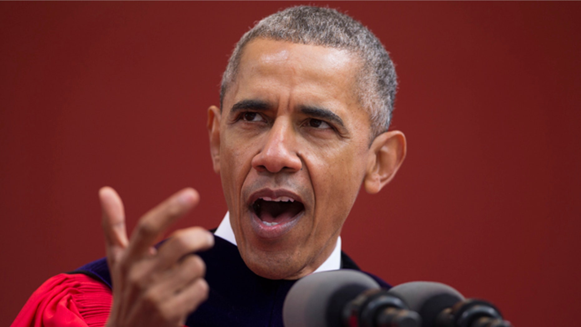 President Obama during Rutgers University's commencement ceremony, on Sunday, May 15, 2016,