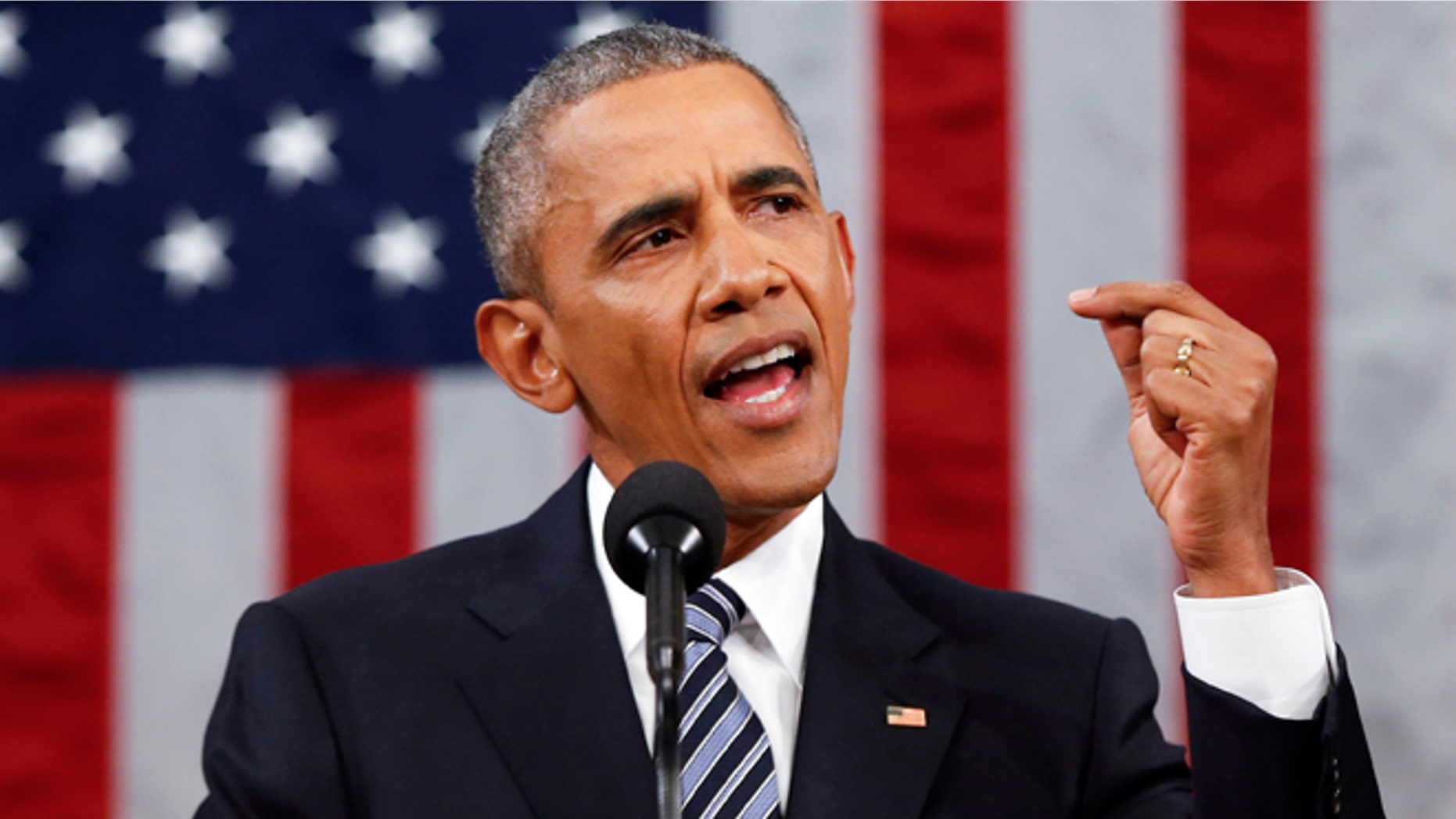 President Barack Obama delivers his State of the Union address before a joint session of Congress on Capitol Hill in Washington, Tuesday, Jan. 12, 2016. (AP Photo/Evan Vucci, Pool)