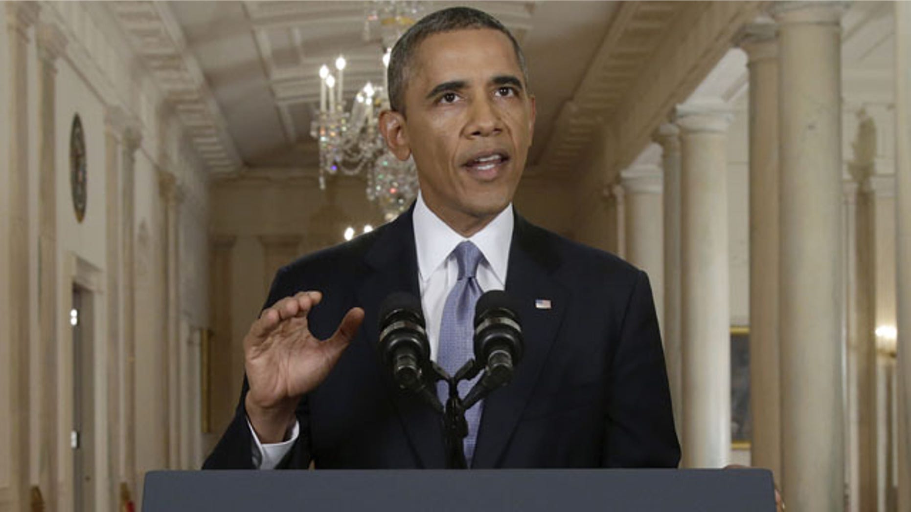 September 10, 2013: President Barack Obama addresses the nation in a live televised speech from the East Room of the White House in Washington. (AP Photo)