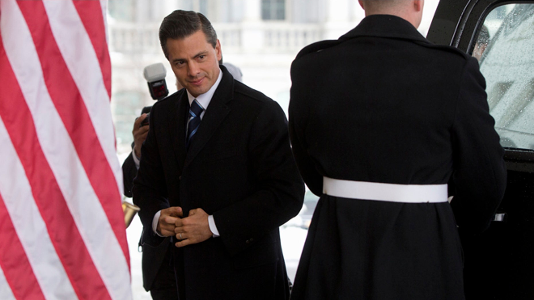 In this Tuesday, Jan. 6, 2015 photo Mexico's President Enrique Pena Nieto arrives at the White House in Washington for meetings with President Barack Obama.