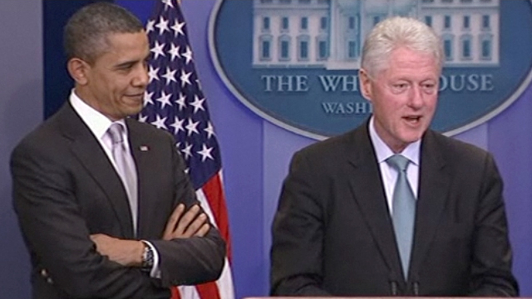 Friday: Former President Bill Clinton endorsed President Obama's tax deal with Republicans in a surprise appearance together in the White House briefing room.