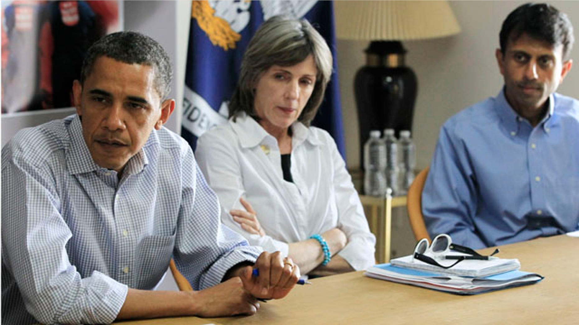 June 4: Obama makes a statement after being briefed on the BP oil spill relief efforts in the Gulf Coast region, at Louis Armstrong International New Orleans Airport in Kenner, La. (AP)