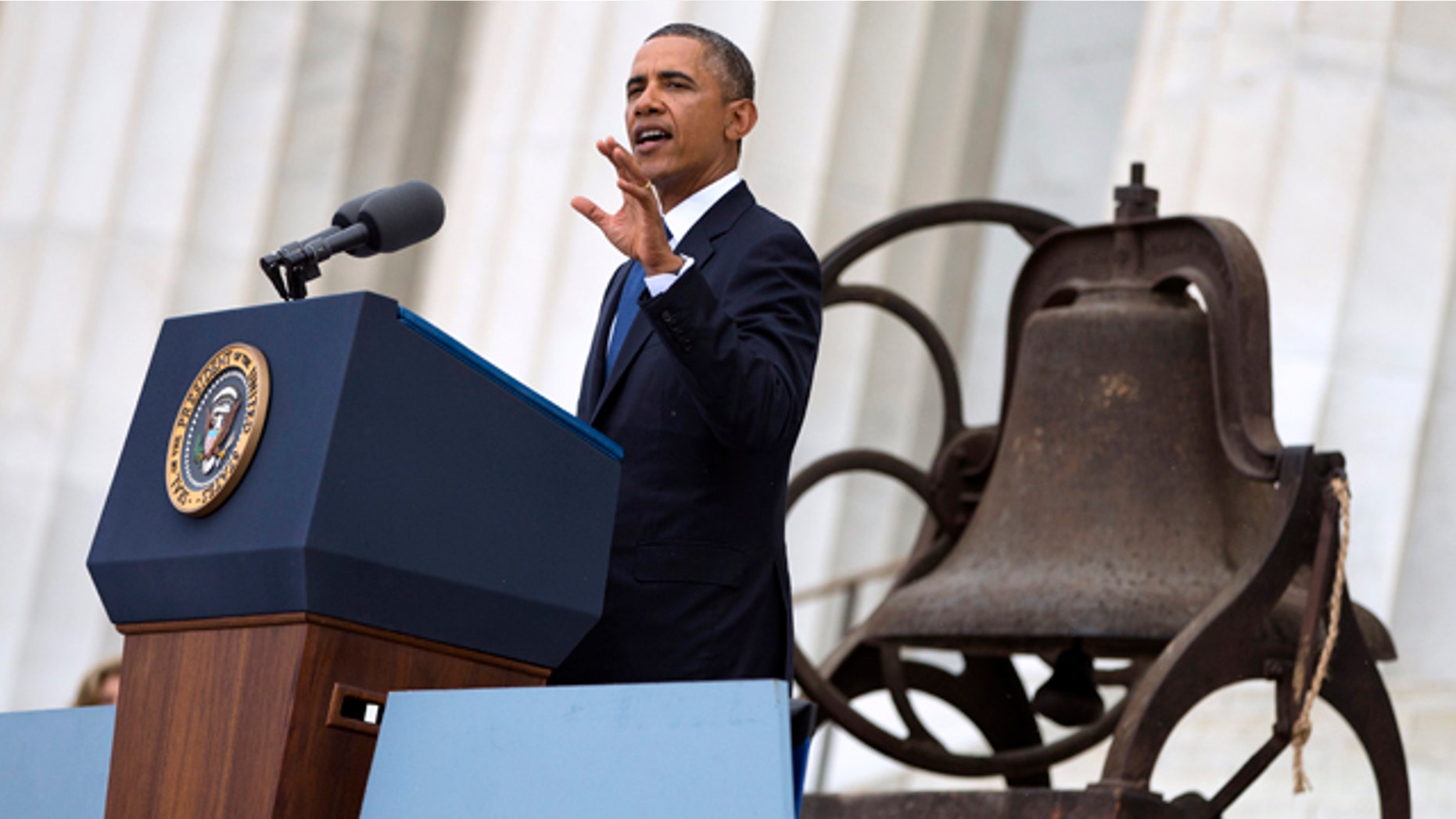 Aug. 28, 2013: Obama gestures while speaking at a ceremony commemorating the 50th anniversary of the March on Washington.