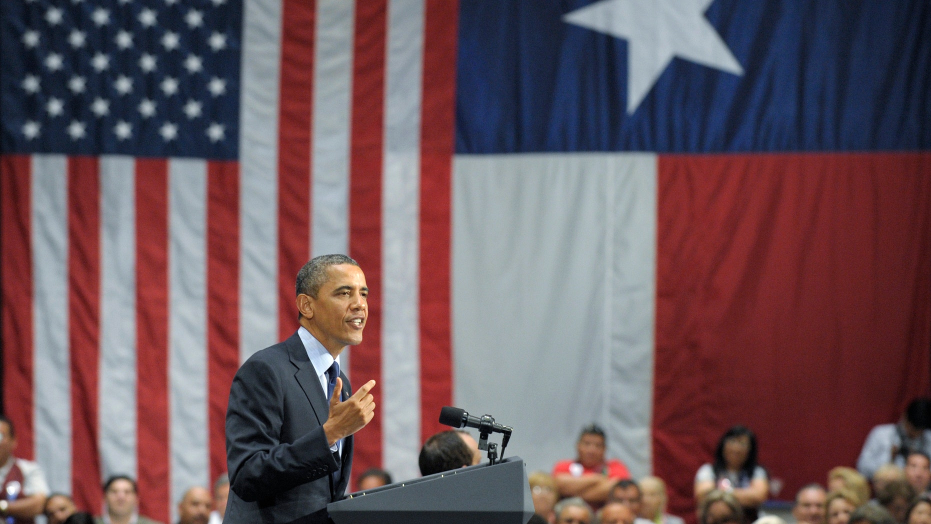 July 17, 2012: President Barack Obama speaks at a fundraising event at the Henry B. Gonzalez Convention Center in San Antonio, Texas.