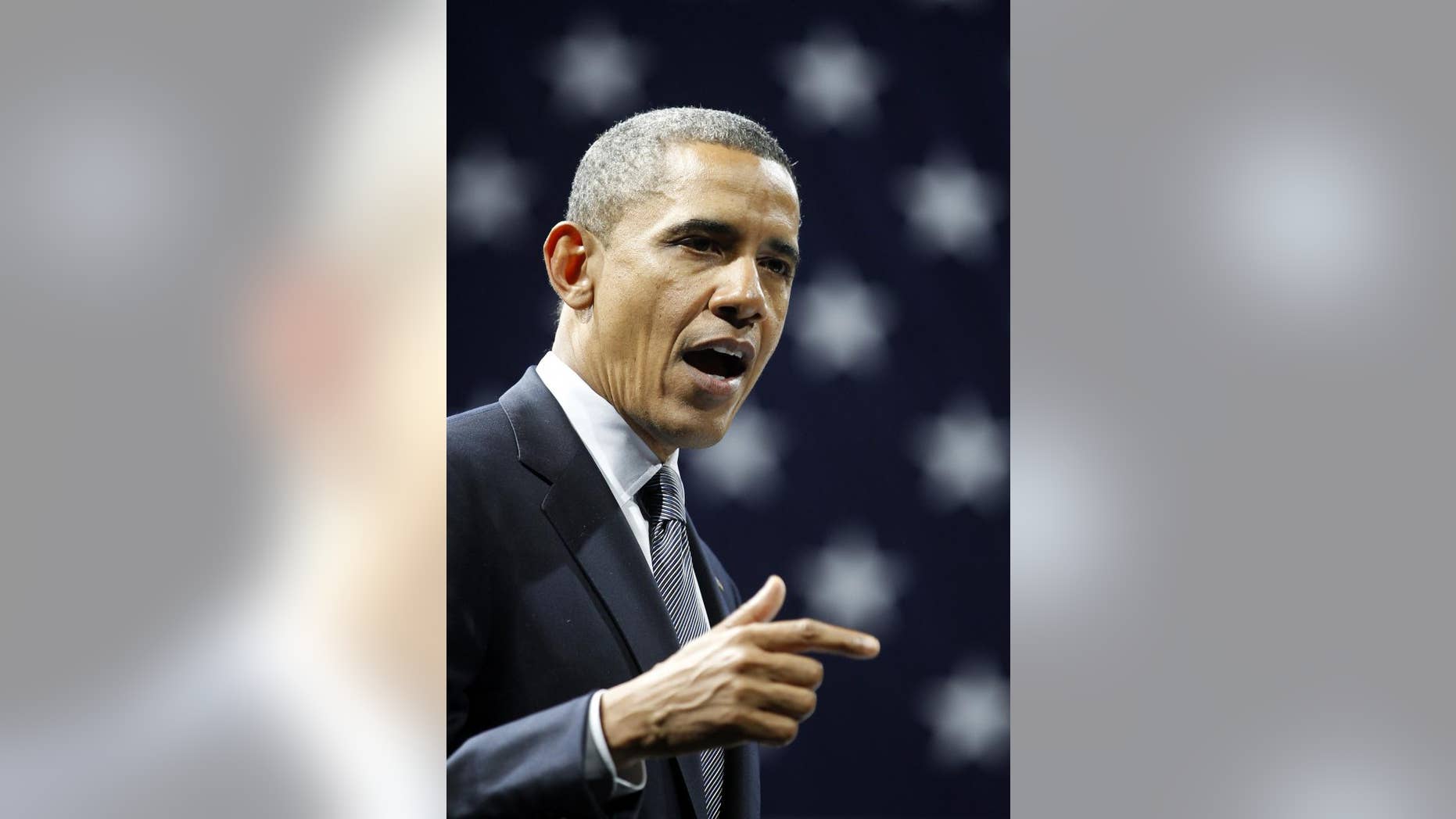 President Barack Obama speaks at a campaign event at the University of Illinois at Chicago Forum, Wednesday, Jan. 11, 2012, Chicago. (AP Photo/Haraz N. Ghanbari)