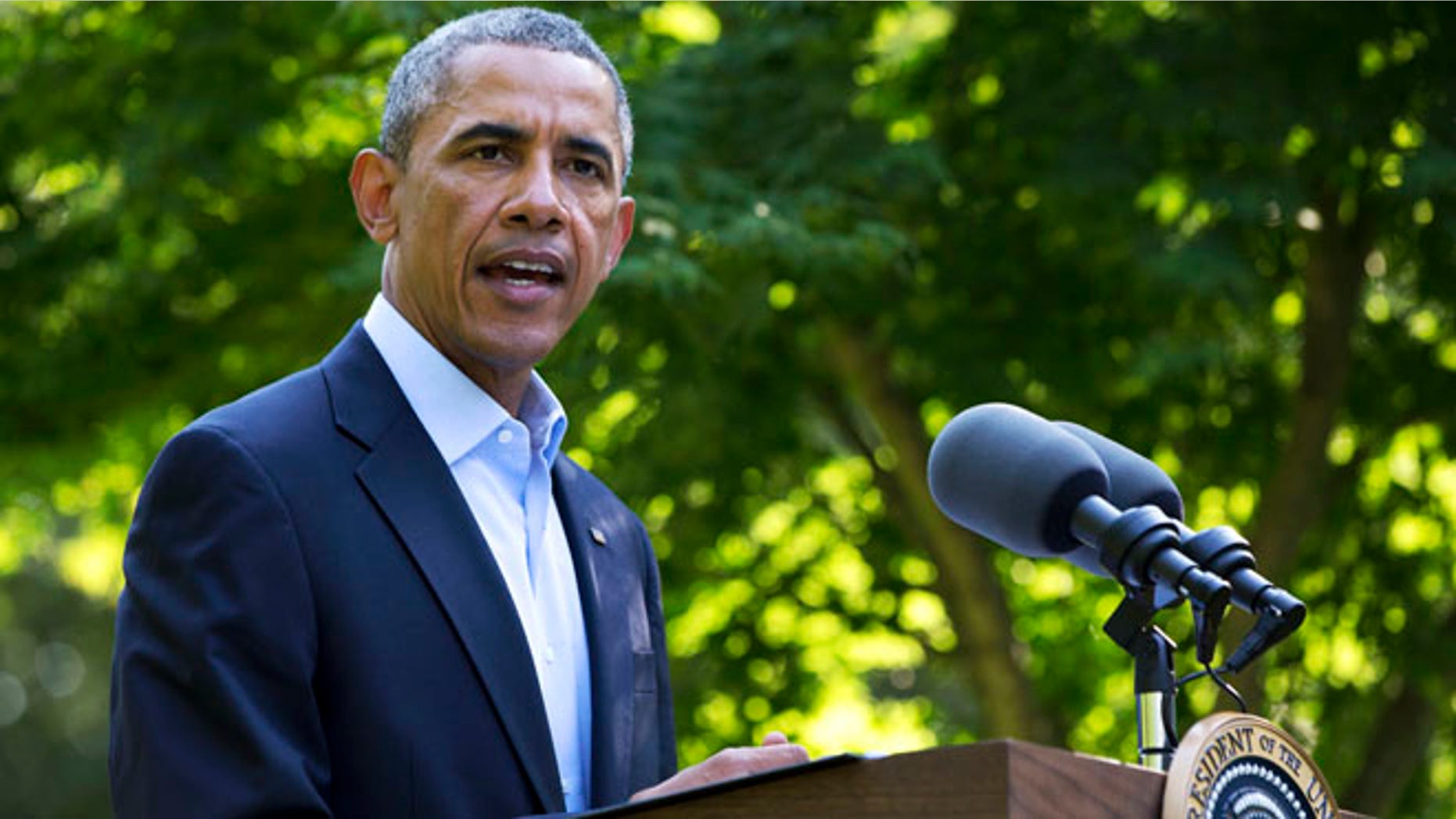 President Barack Obama speaks about developments in Iraq.