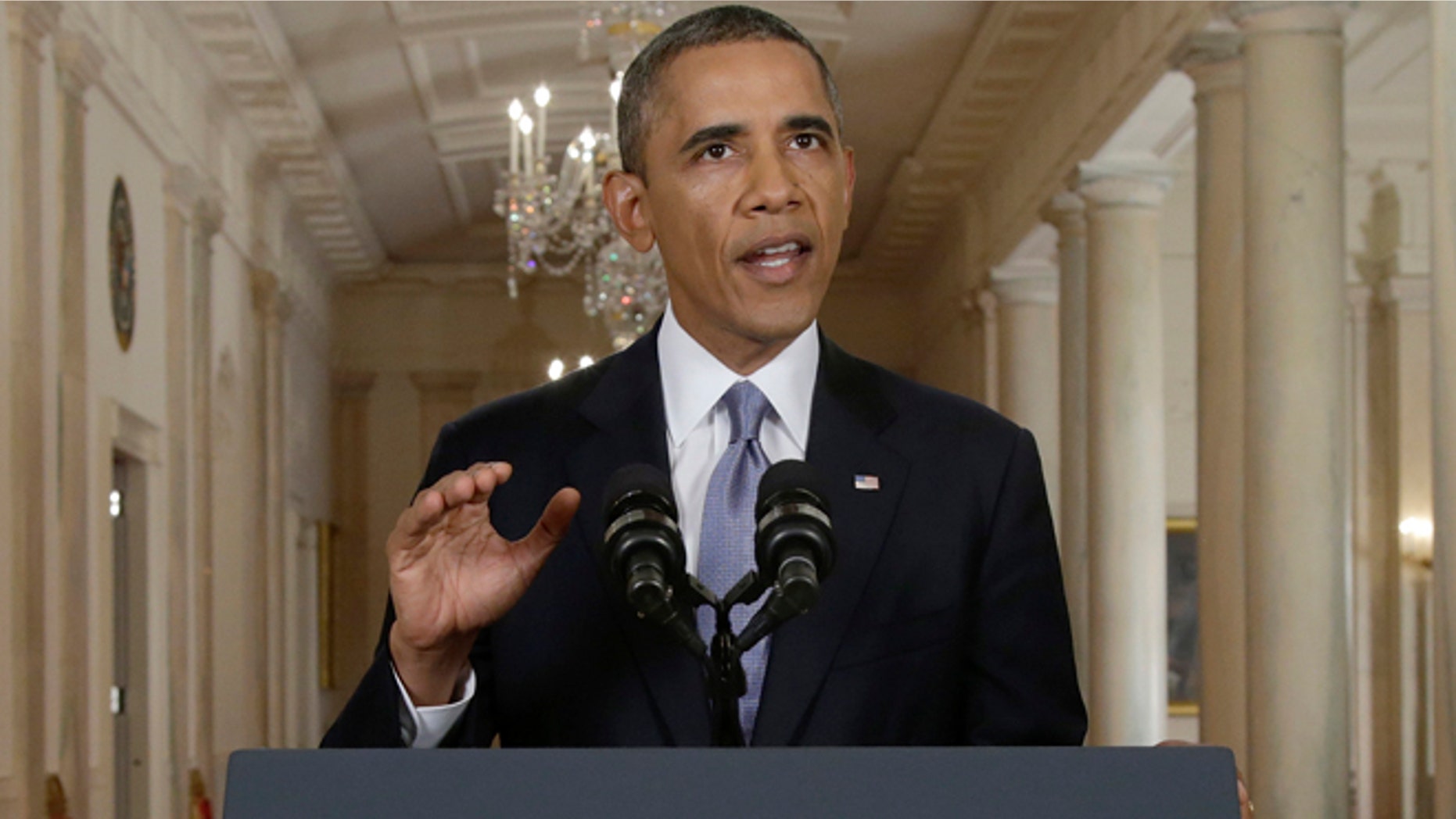 FILE: Sept. 10, 2013: President Obama addresses in a live TV speech from the East Room of the White House, in Washington, D.C.
