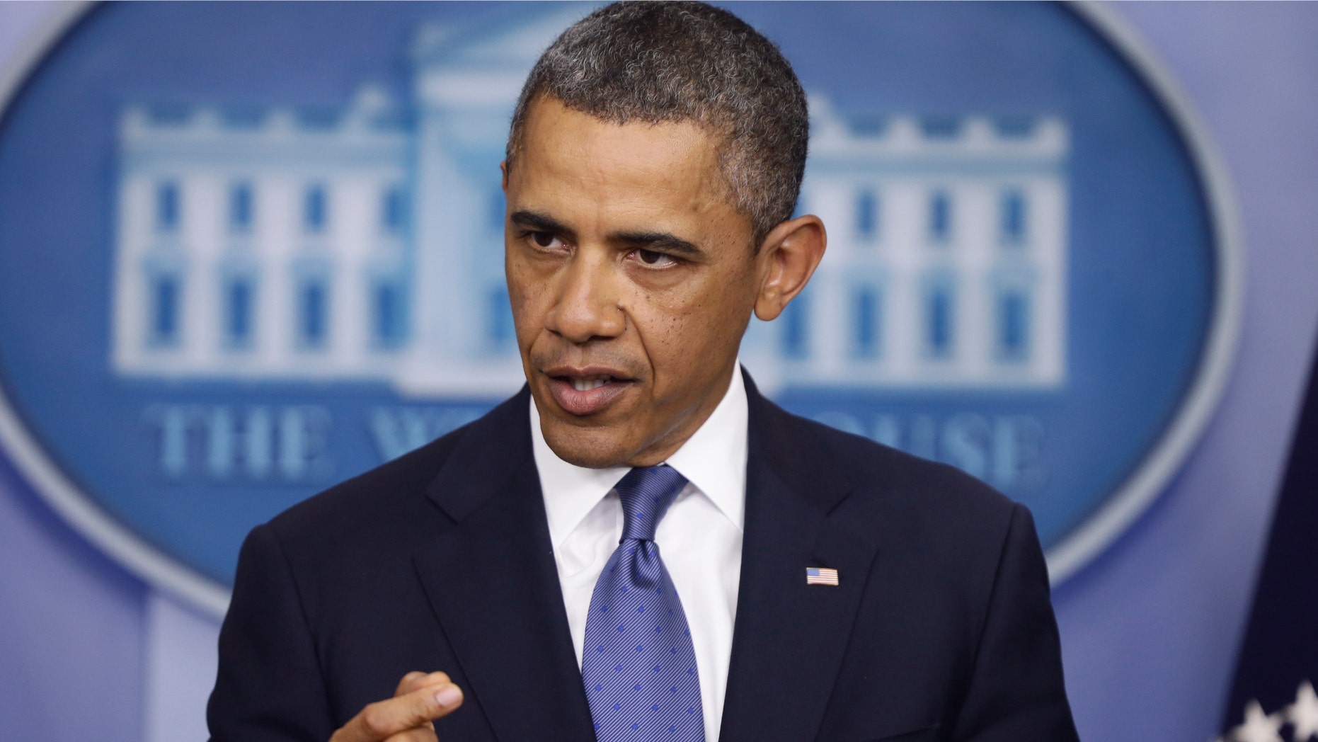 FILE: Dec. 28, 2012: President Obama in the Brady Press Briefing Room at the White House in Washington.