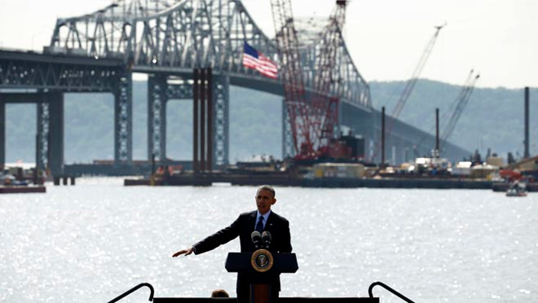 FILE: May 14, 2014: President Obama speaks on transportation infrastructure, near the Tappan Zee Bridge, Tarrytown, New York.
