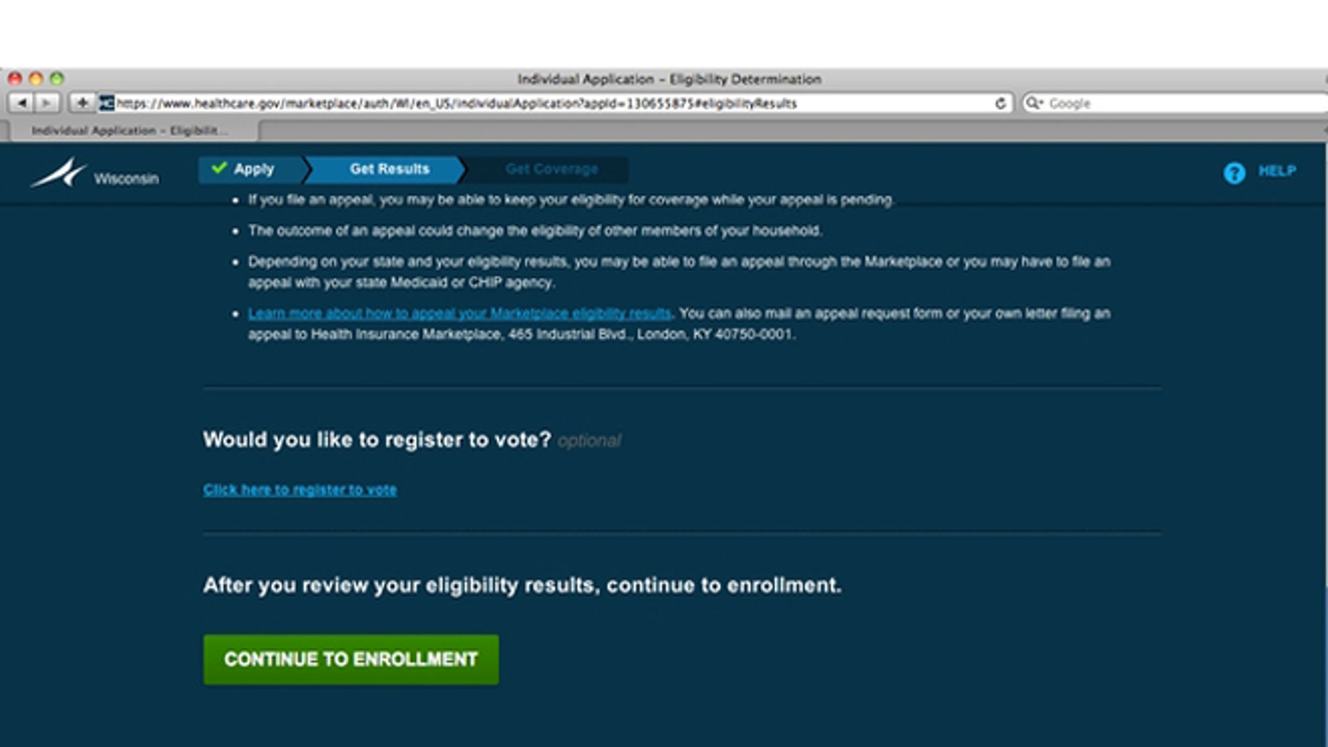 FILE: UNDATE: A frame-grab on the heathcare.gov website.