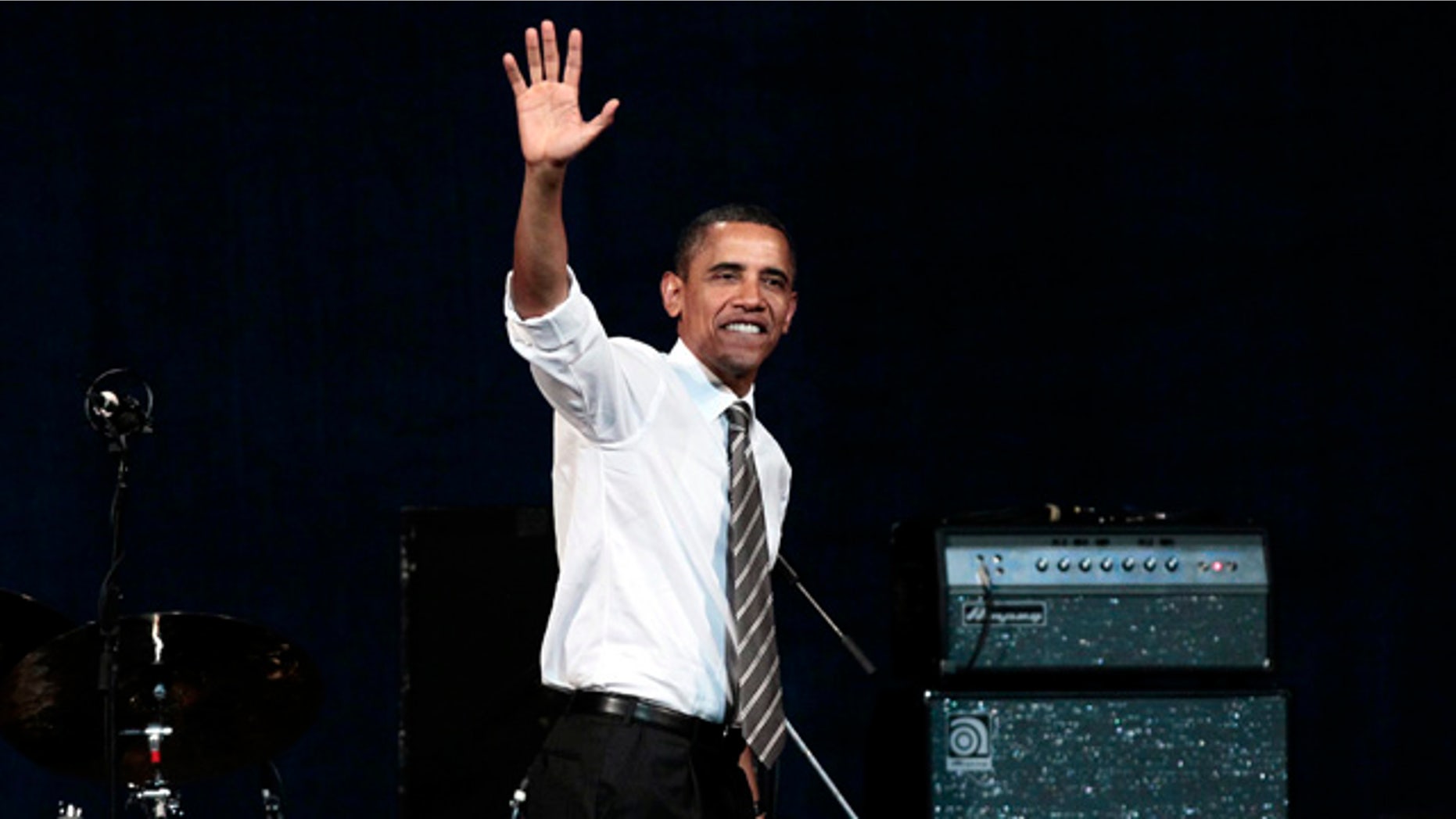 Sept. 25: President Barack Obama walks off stage after speaking at a Democratic fundraiser at the Paramount Theater in Seattle.