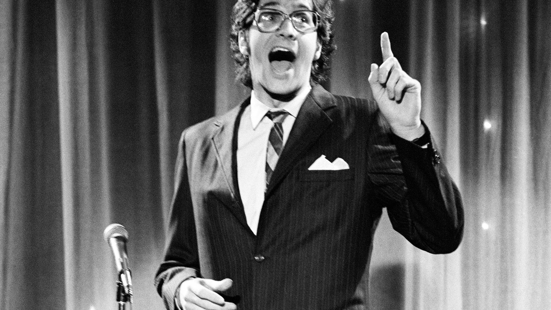 Feb. 25, 1978: Image released by NBCU Photo Bank shows Tom Davis during "The Franken and Davis Show" skit on "Saturday Night Live."