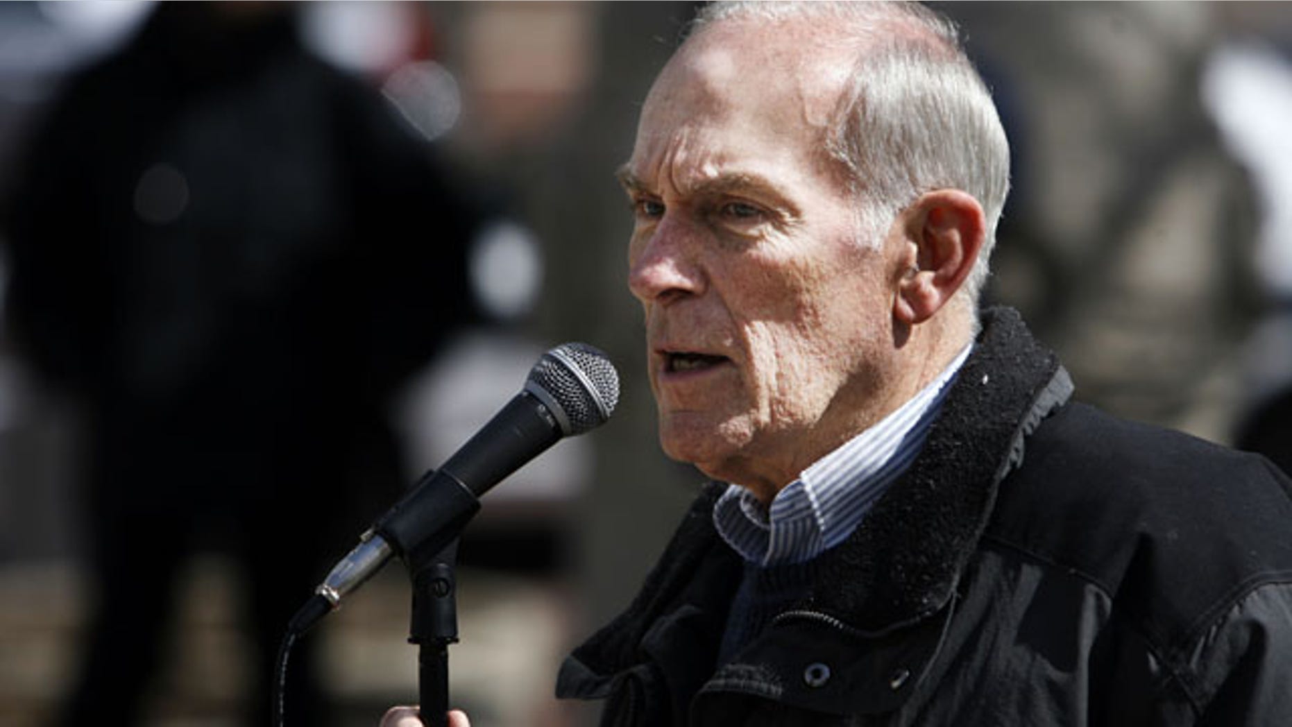 File-This March 29, 2008 file photo shows former Congressman Andy Jacobs, Jr., during the Peace Rally on Monument Circle. (AP Photo/Indianapolis Star)