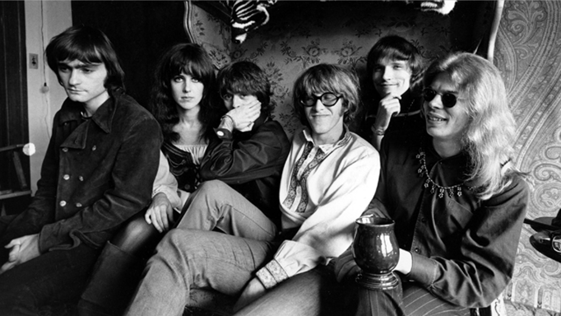 FILE - In this March 8, 1968 file photo, members of the rock group Jefferson Airplane pose for a photograph in San Francisco. From left, Marty Balin, Grace Slick, Spencer Dryden, Paul Kantner, Jorma Kaukonen, and Jack Casady. Kantner died at a San Francisco hospital Thursday after falling ill earlier in the week, former girlfriend and publicist Cynthia Bowman told The Associated Press. (AP Photo).