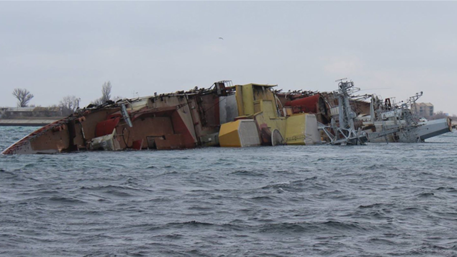 March 5, 2014: Russia has sunk one of its own ships, the Soviet-era Ochakov, in a bid to block Ukrainian vessels from heading out into the Black Sea, a Ukraine official says.