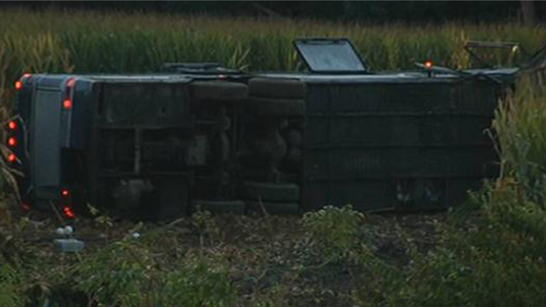 Sept. 14, 2013: A Greyhound bus has overturned on an interstate in southwest Ohio and 34 people have been hurt.