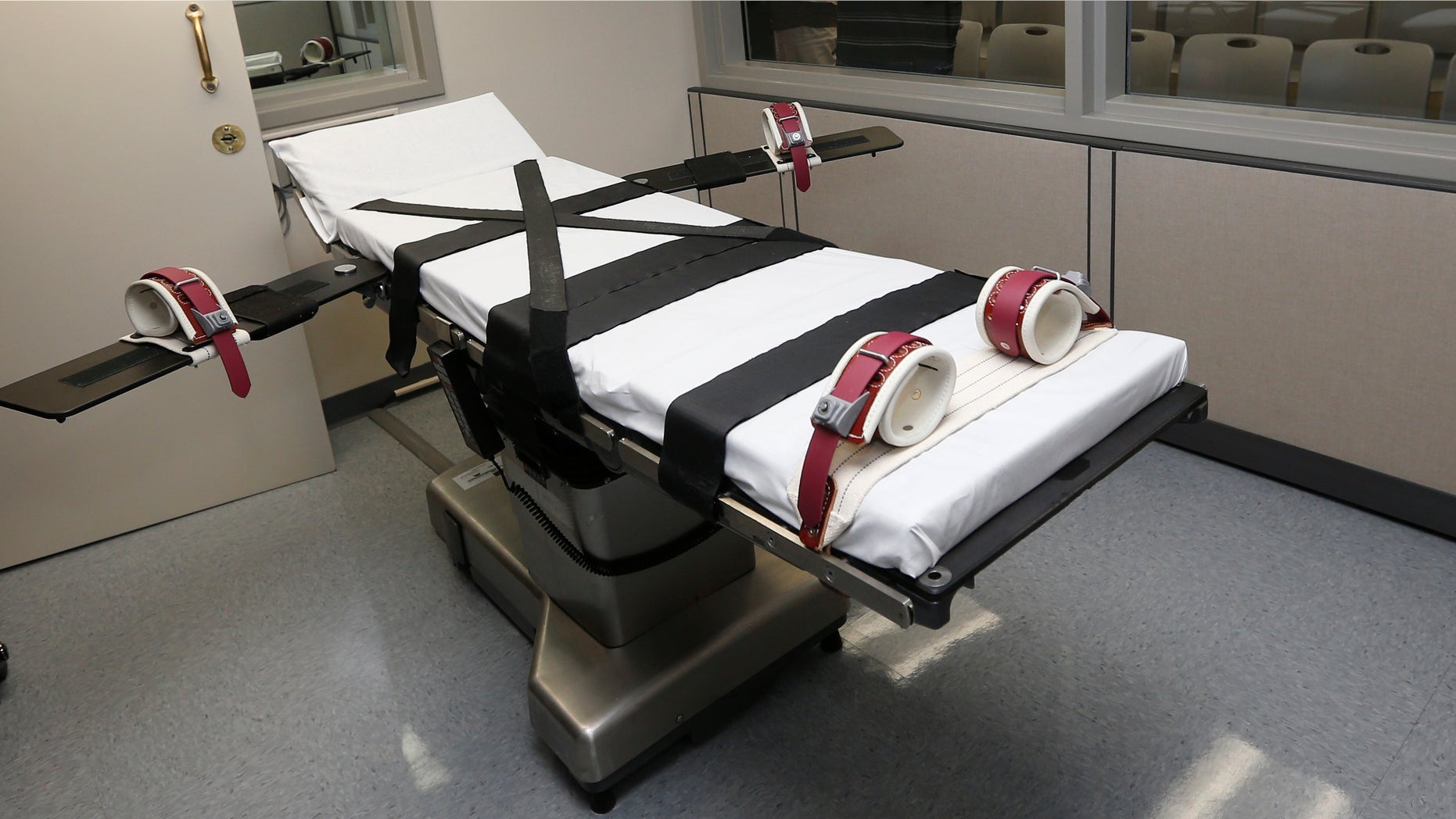 Oct. 9, 2014: The gurney in the the execution chamber at the Oklahoma State Penitentiary is pictured in McAlester, Okla.
