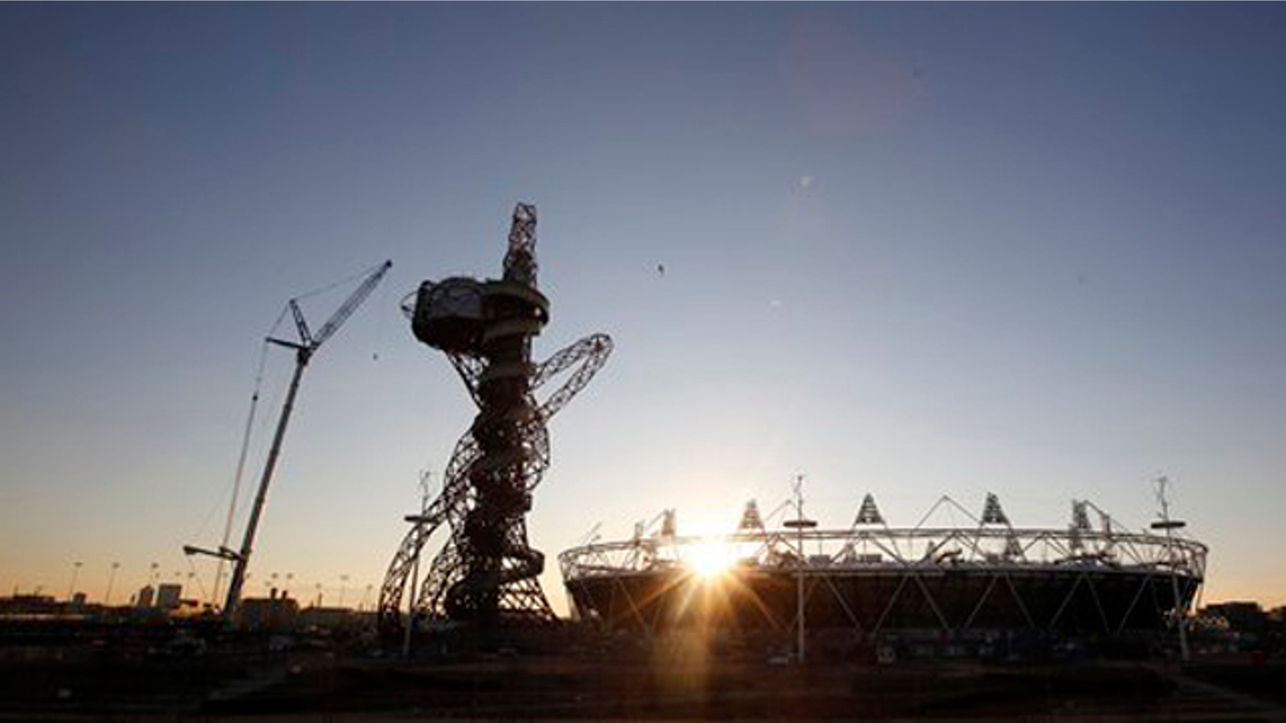 Feb. 23, 2012: The London 2012 Olympic Stadium is seen at about sunset, with the partially completed ArcelorMittal Orbit at the Olympic Park in London.