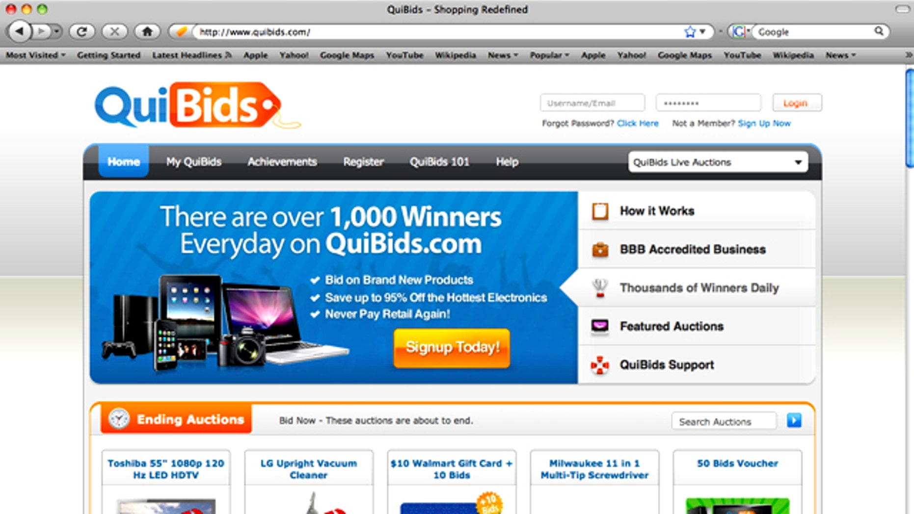 QuiBids.com, an online penny auction site, notes that it has an option that gives users a chance to recoup their losses.