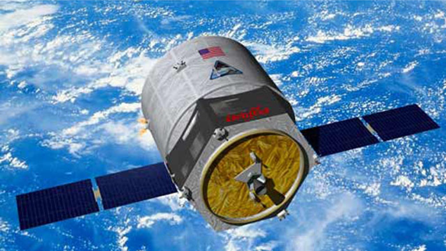 Artist rendering of Orbital Science's Cygnus cargo spacecraft approaching the International Space Station.