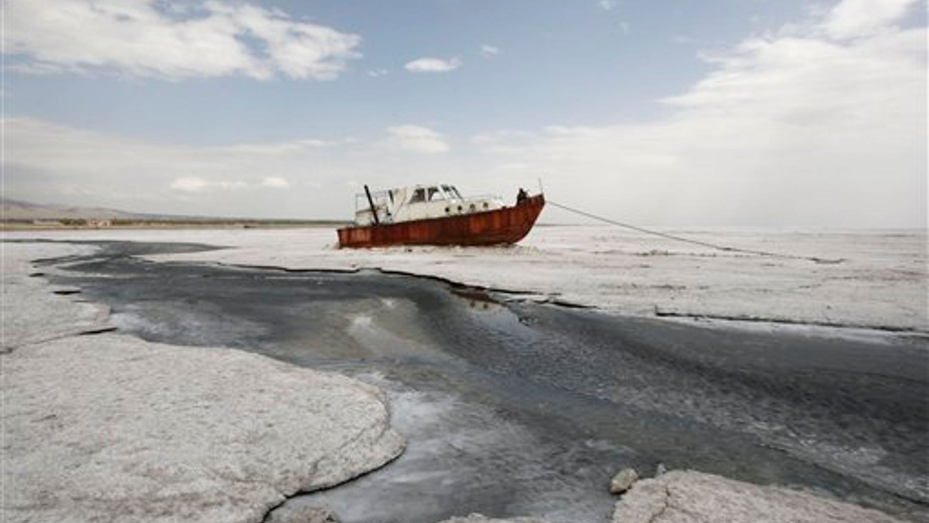 April 29: An abandoned boat is stuck in the solidified salts of the Oroumieh Lake, some 370 miles northwest of the capital Tehran, Iran.