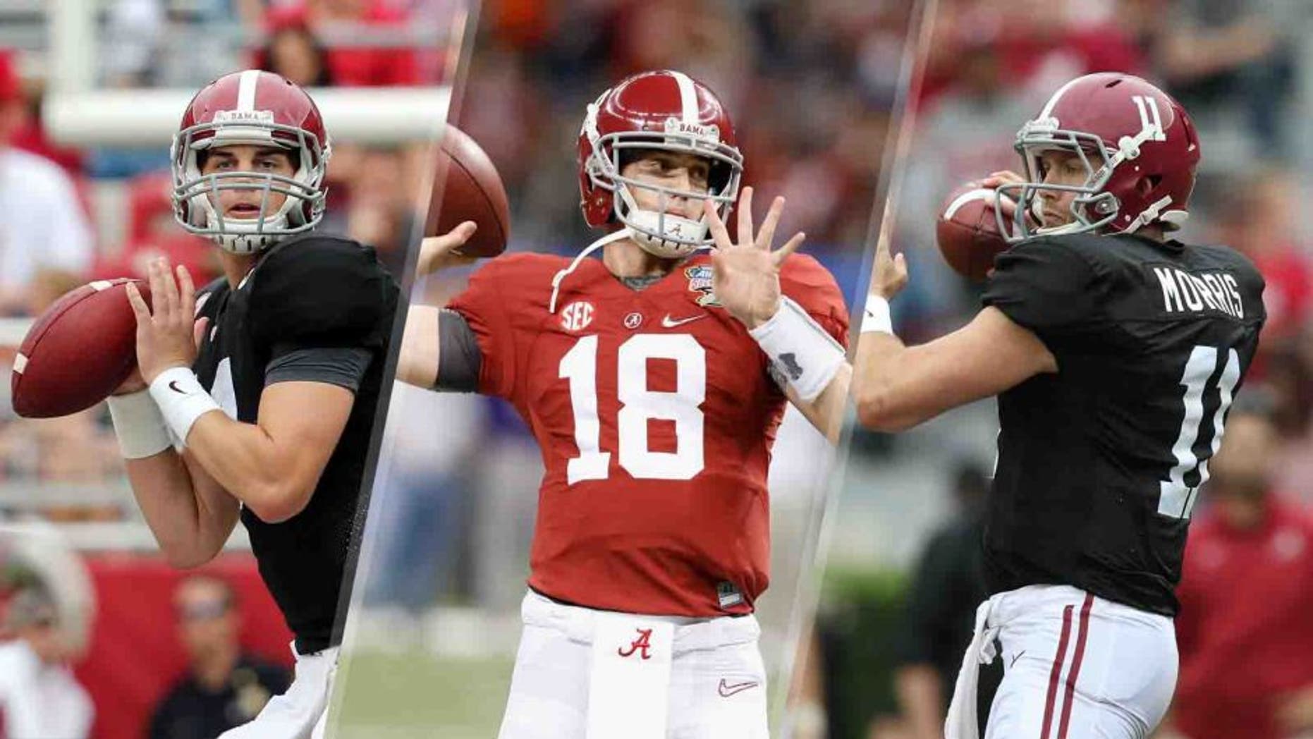 With the Badgers coming to visit Saturday, the Crimson Tide still have three different quarterbacks sharing the No. 1 spot on the depth chart: Jake Coker (left), Cooper Bateman (center) and Alec Morris.