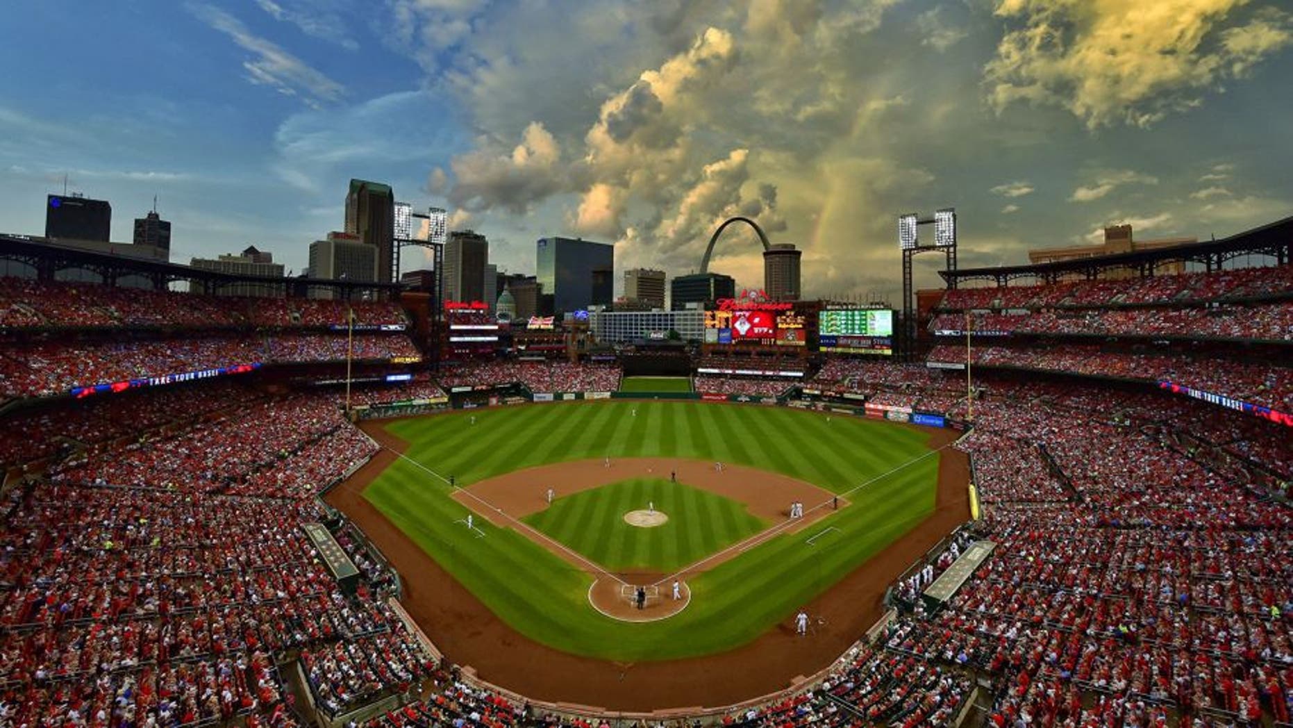 Jun 20, 2014; St. Louis, MO, USA; A general view of Busch Stadium during the game between the St. Louis Cardinals and the Philadelphia Phillies. Mandatory Credit: Scott Rovak-USA TODAY Sports