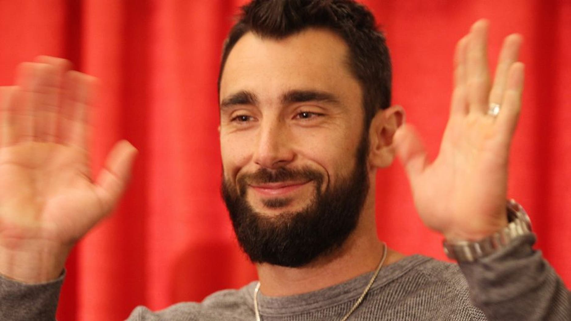 St. Louis Cardinals Matt Carpenter waves to fans as he arrives to sign autographs for fans during the St. Louis Cardinals Winter Warm Up in St. Louis on January 16, 2016. Photo by Bill Grenblatt/UPI
