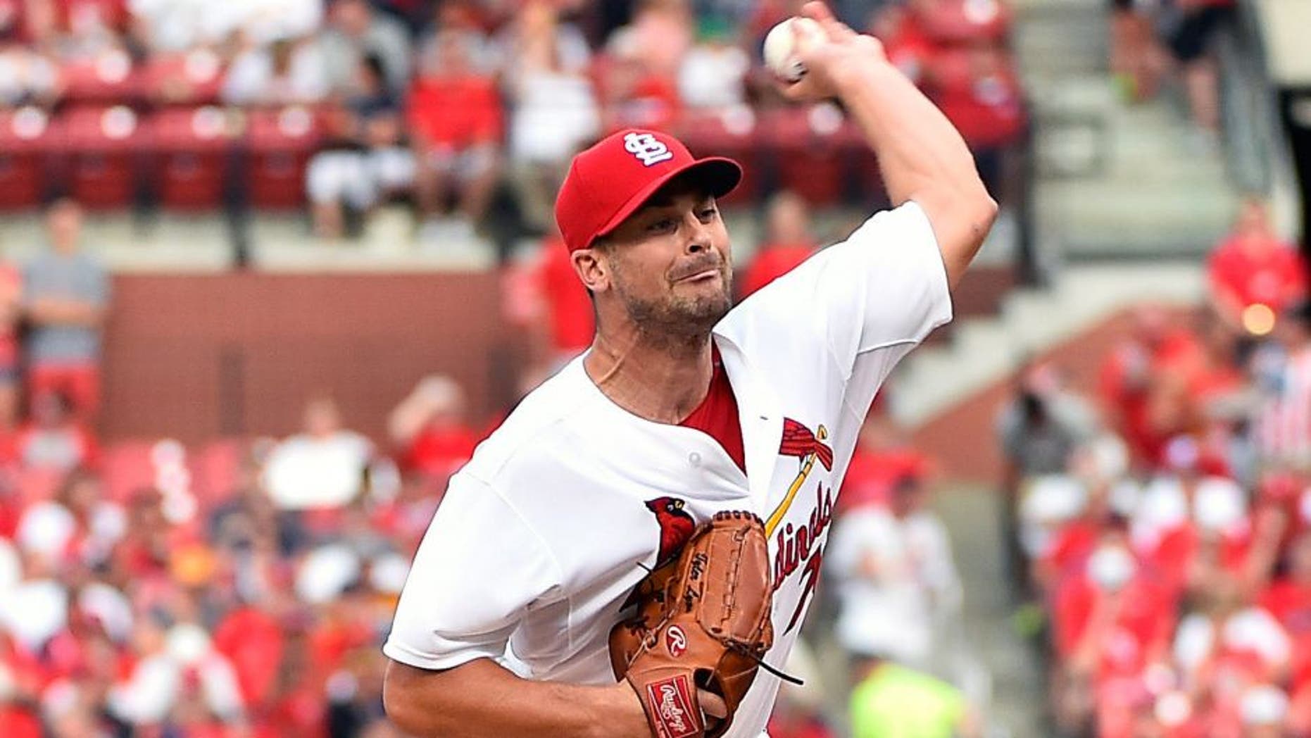 Aug 13, 2015; St. Louis, MO, USA; St. Louis Cardinals starting pitcher Tyler Lyons (70) pitches in the first inning against the Pittsburgh Pirates at Busch Stadium. Mandatory Credit: Jasen Vinlove-USA TODAY Sports