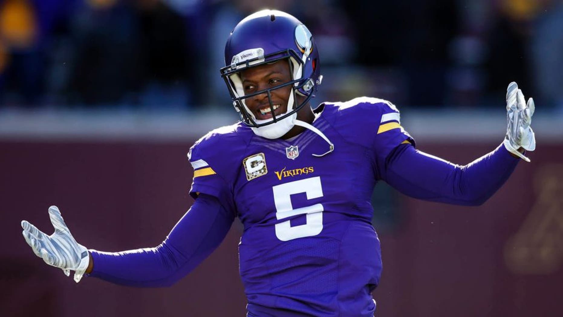 Minnesota Vikings quarterback Teddy Bridgewater laughs as he prepares to play the St. Louis Rams at TCF Bank Stadium on Sunday, Nov. 8, 2015, in Minneapolis.