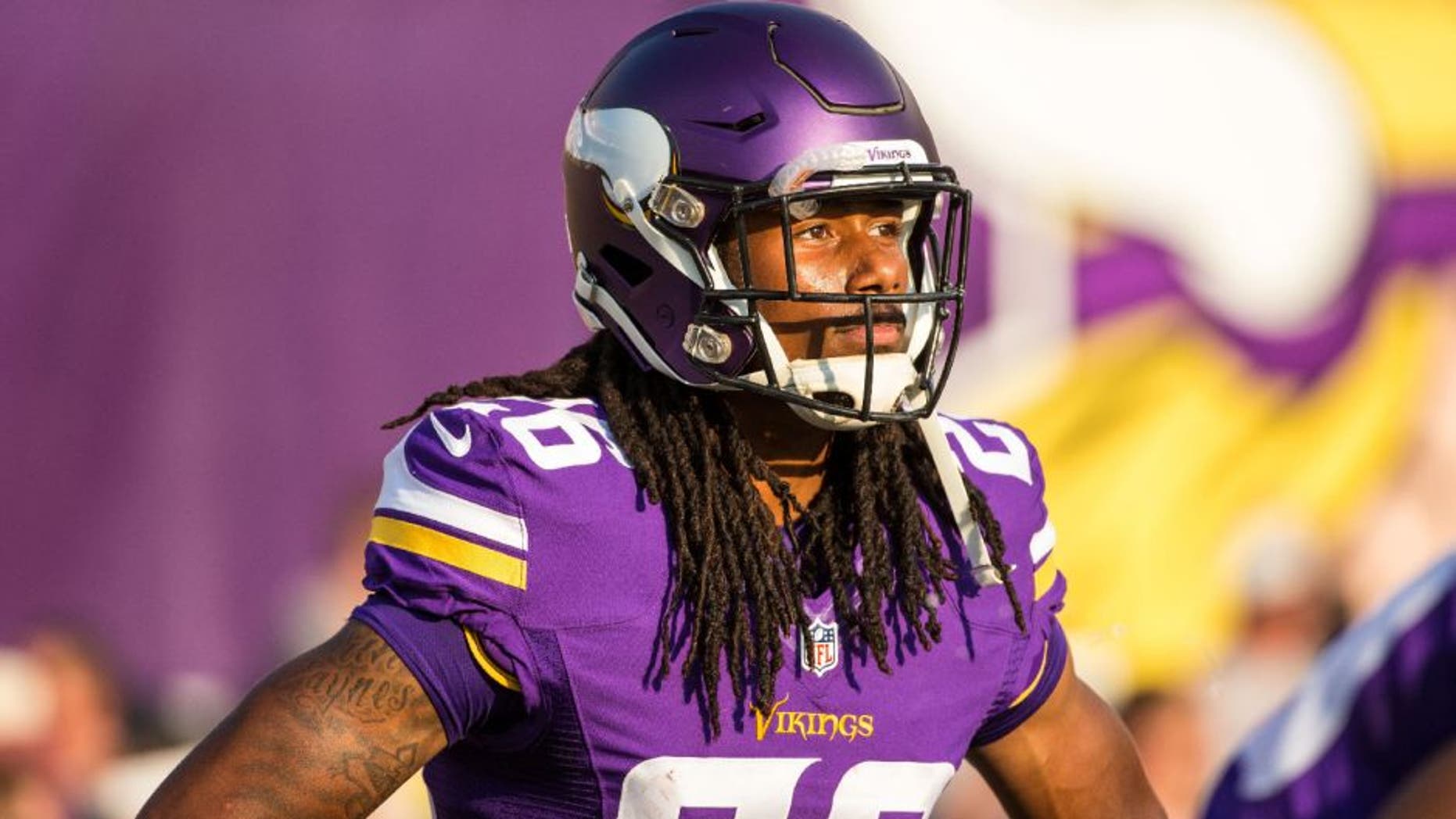 Aug 15, 2015; Minneapolis, MN, USA; Minnesota Vikings cornerback Trae Waynes (26) looks on prior to a preseason NFL football game against the Tampa Bay Buccaneers at TCF Bank Stadium. Mandatory Credit: Brace Hemmelgarn-USA TODAY Sports